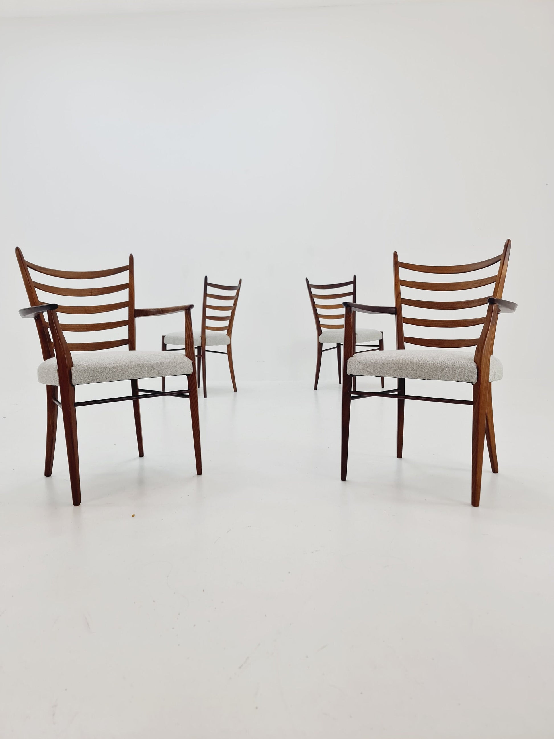 Danish teak fabric dining chairs 1960s, set of 4