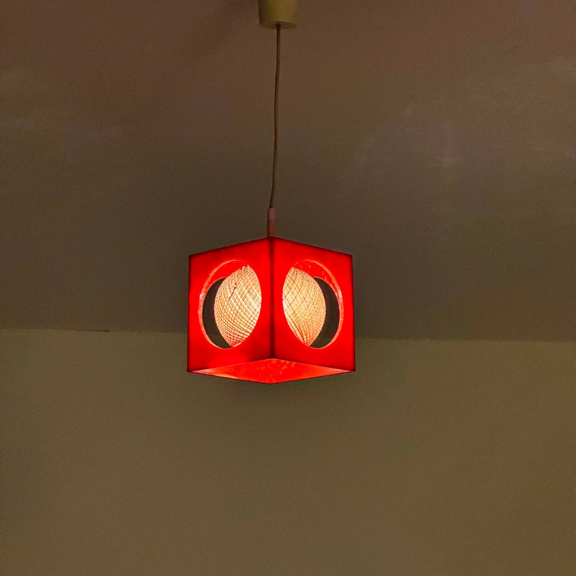 Space Age orange Cube Pendant Lamp by Richard Essig, Type 4022