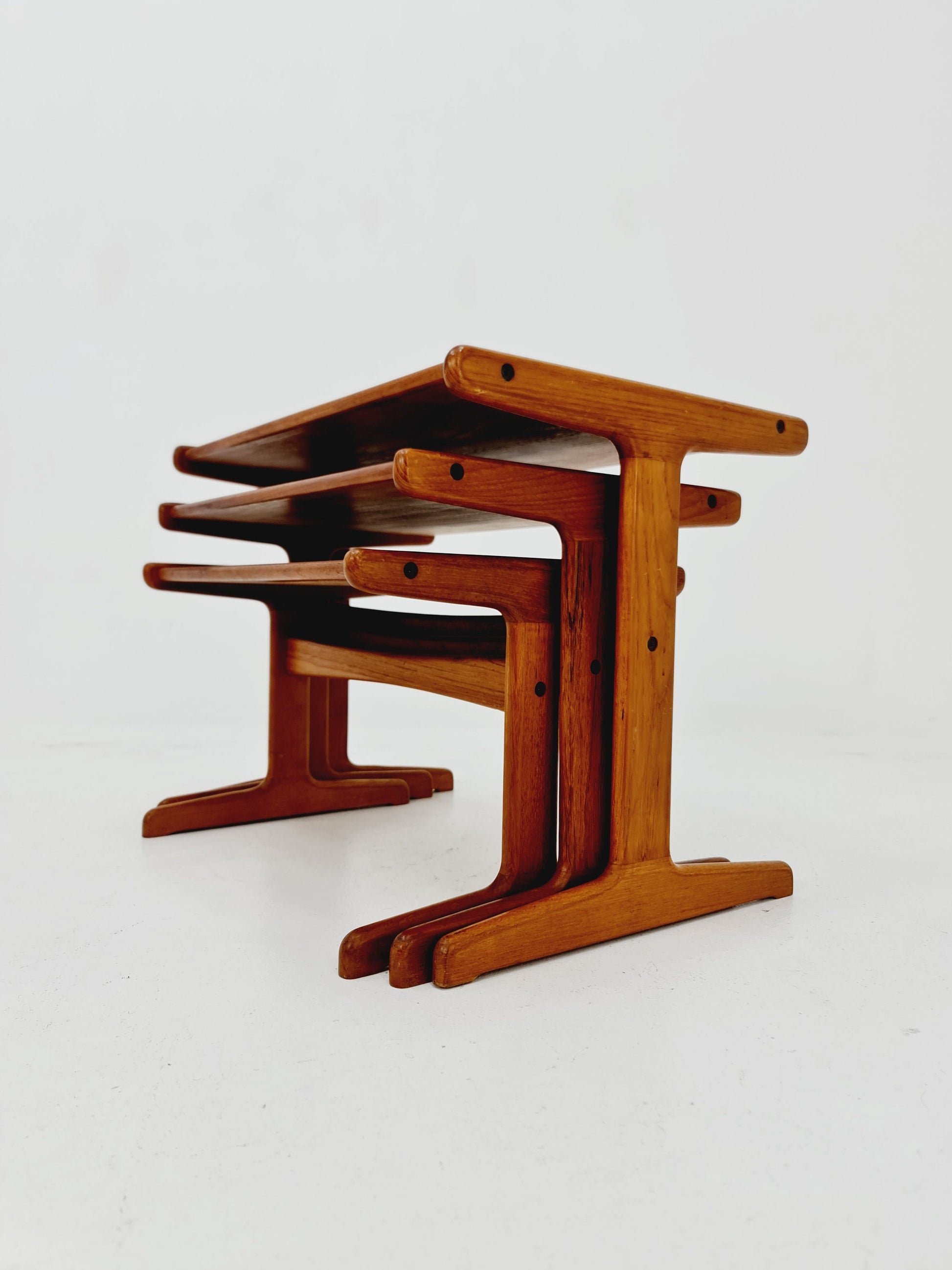 Midcentury Danish Solid teak Nesting Tables by Kai Kristiansen for skovamand & Andersen, 1960s