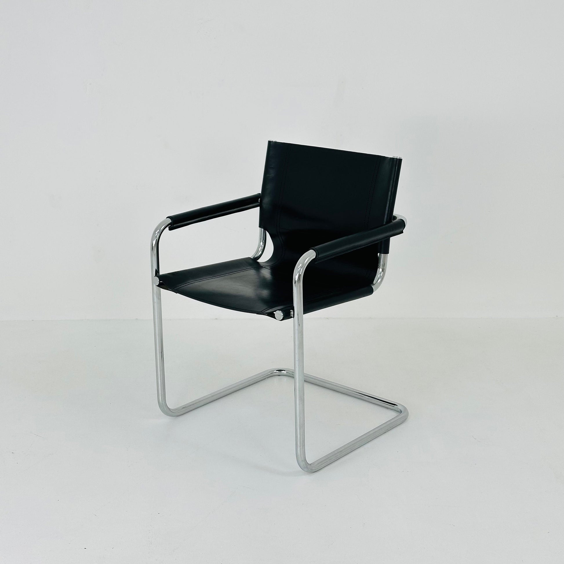 1 of 2 bauhaus design Visitor Chair black Leather 1970s