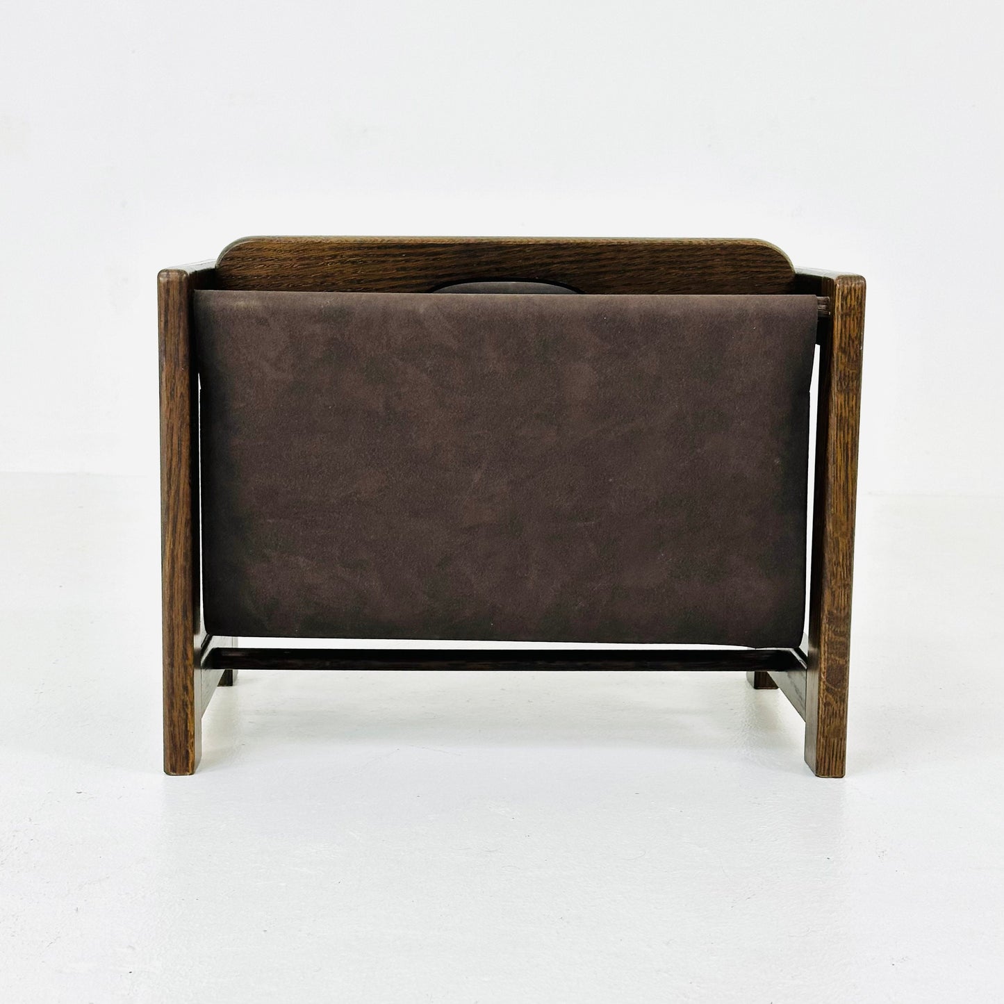 Mid century wood & Suede Magazine Rack by Aksel Kjersgaard, 1960s