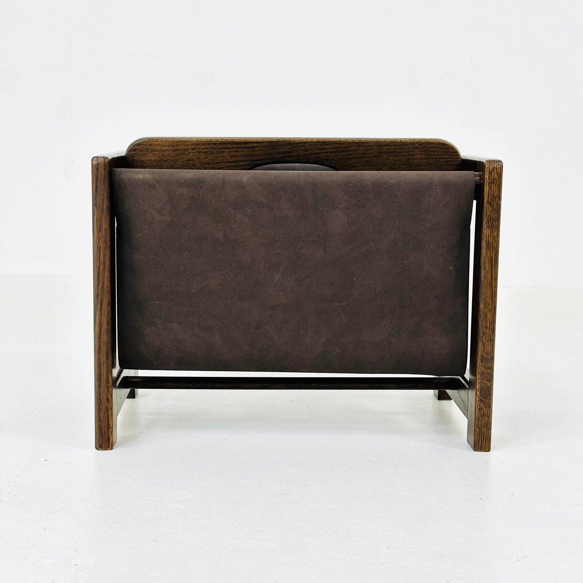 Mid century wood & Suede Magazine Rack by Aksel Kjersgaard, 1960s