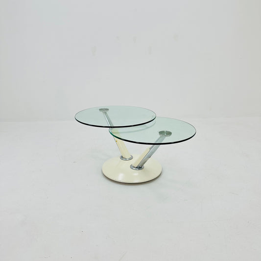 Space Age glass coffee table with double swivel top, 1980s