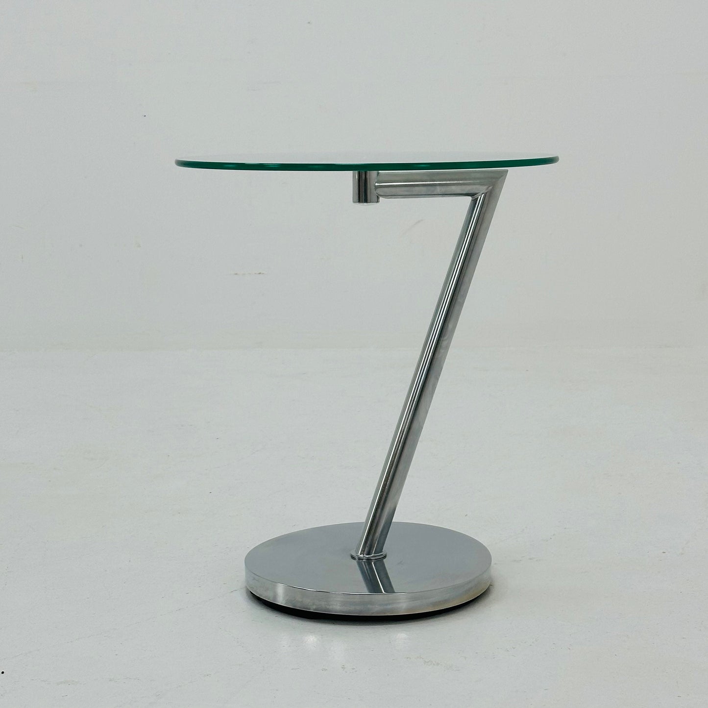 Set of 2 Vintage glass chrome side table /end table 1980s