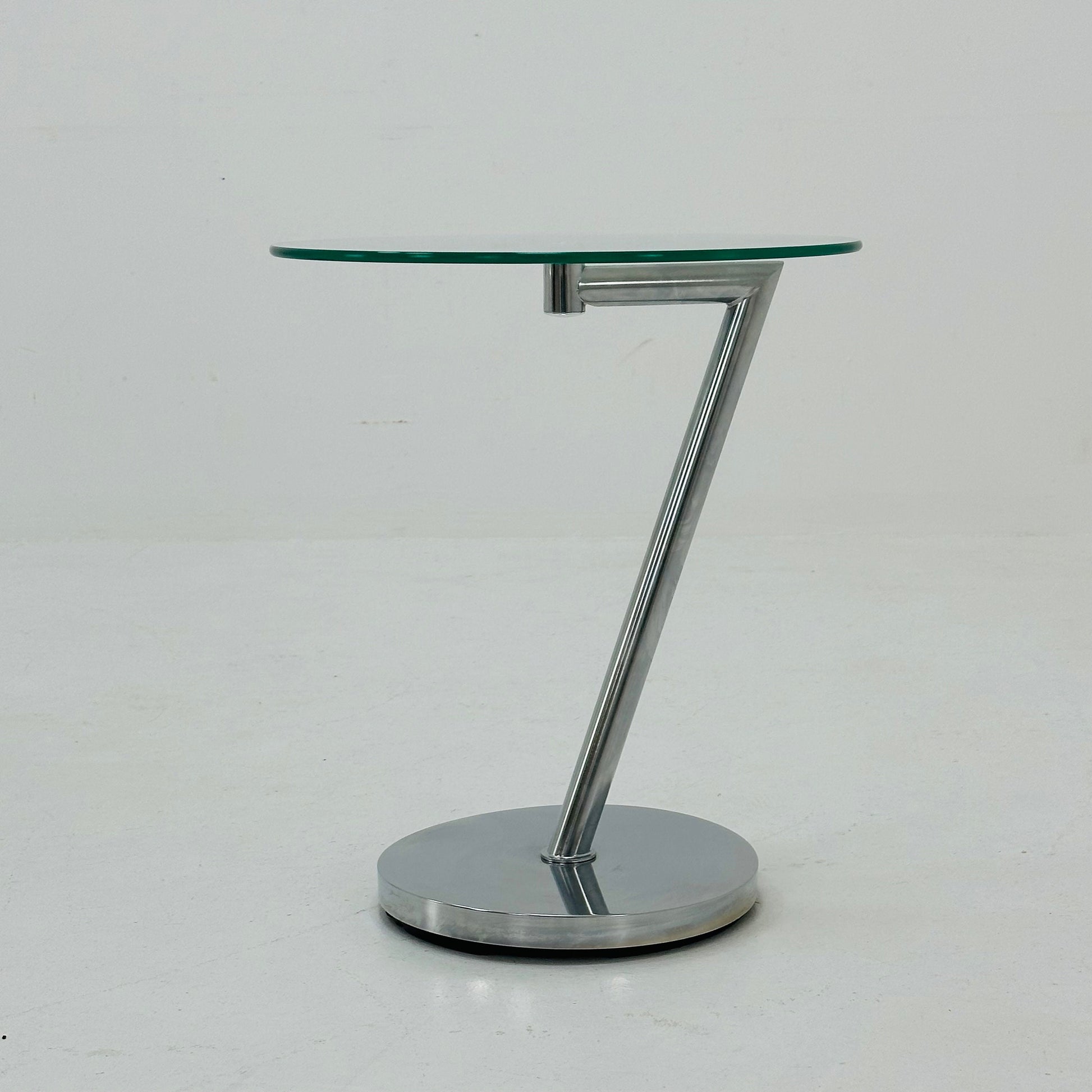 Set of 2 Vintage glass chrome side table /end table 1980s