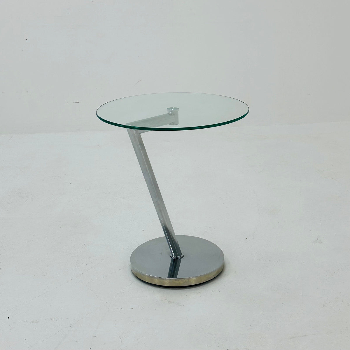 Set of 2 Vintage glass chrome side table /end table 1980s