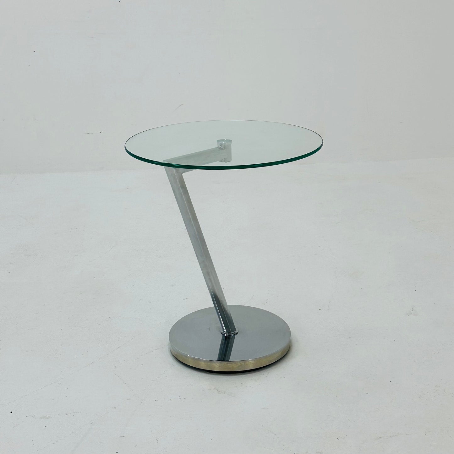 Set of 2 Vintage glass chrome side table /end table 1980s