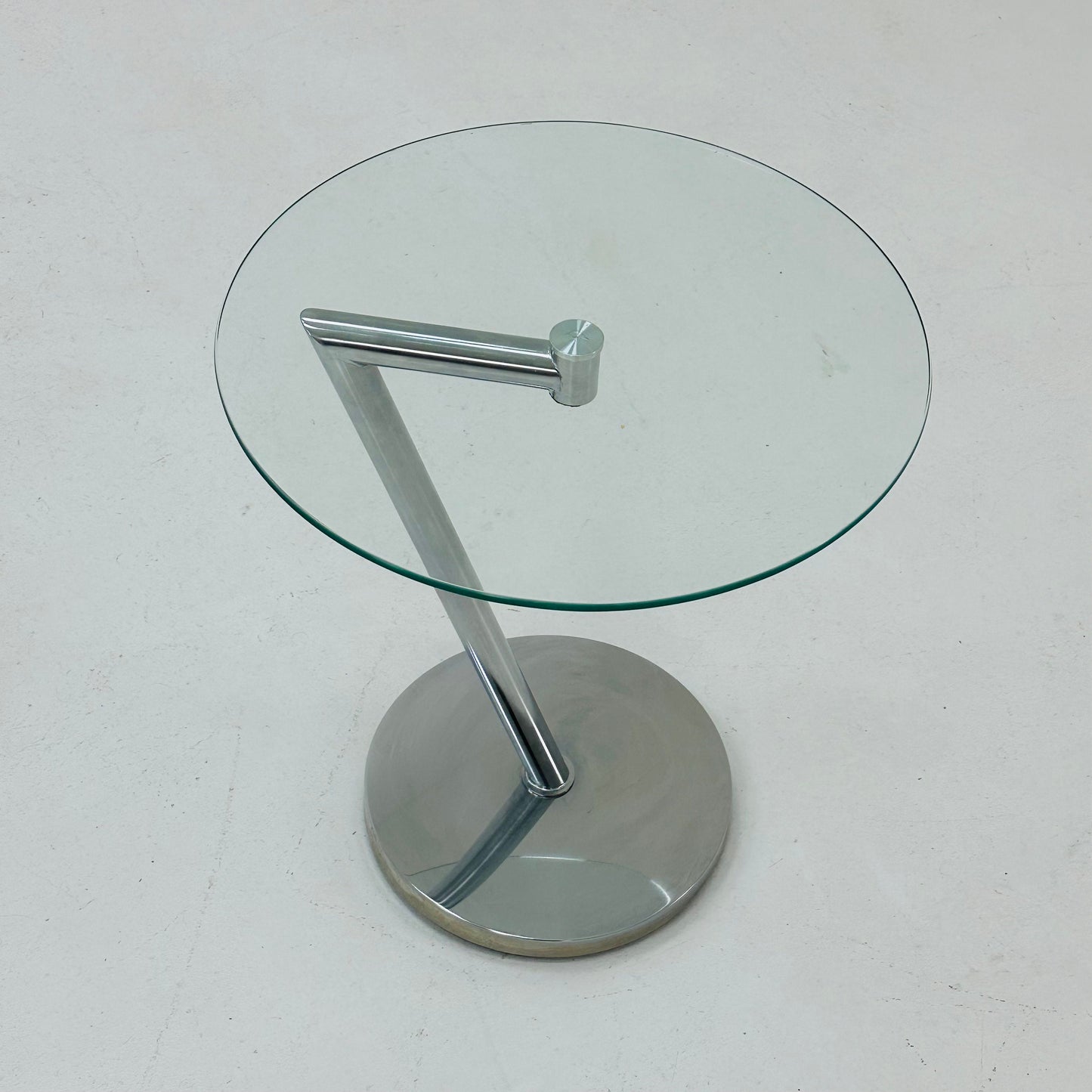 Set of 2 Vintage glass chrome side table /end table 1980s