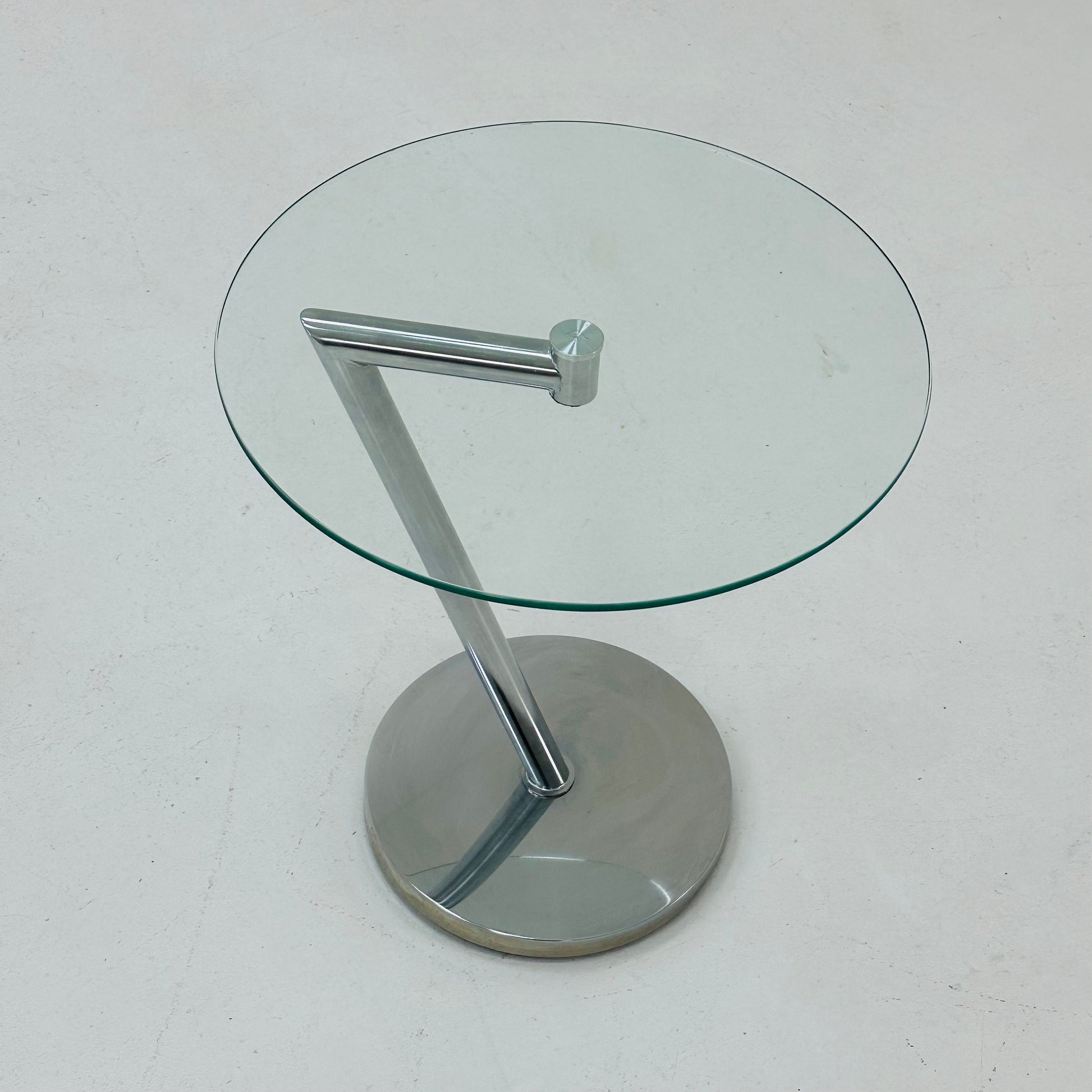 Set of 2 Vintage glass chrome side table /end table 1980s