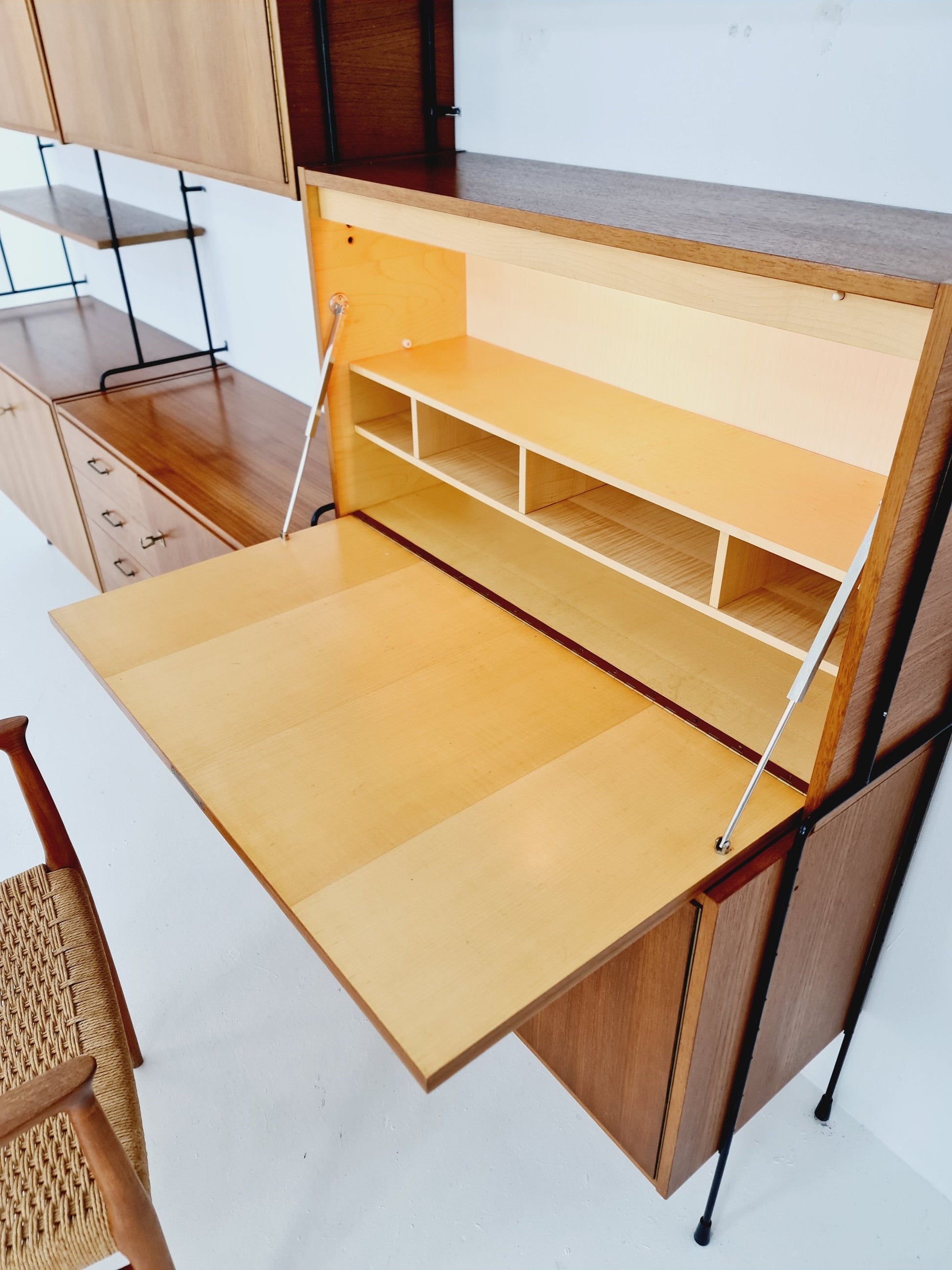 Mid century Teak 11 pieces shelving unit by Hilker for Omnia, Germany 1960s