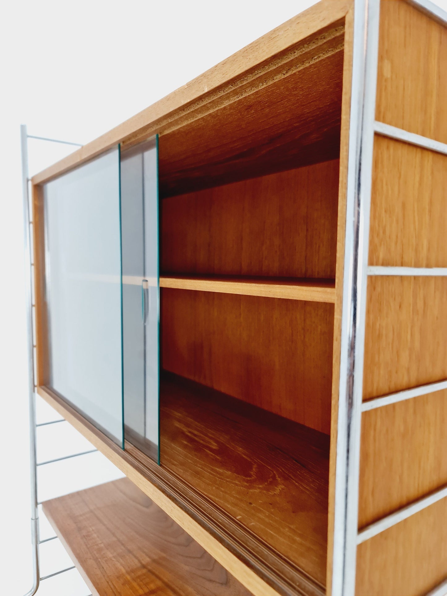 Free standing String shelf-system, bookcase with cabinet teak by WHB Germany, 1950s