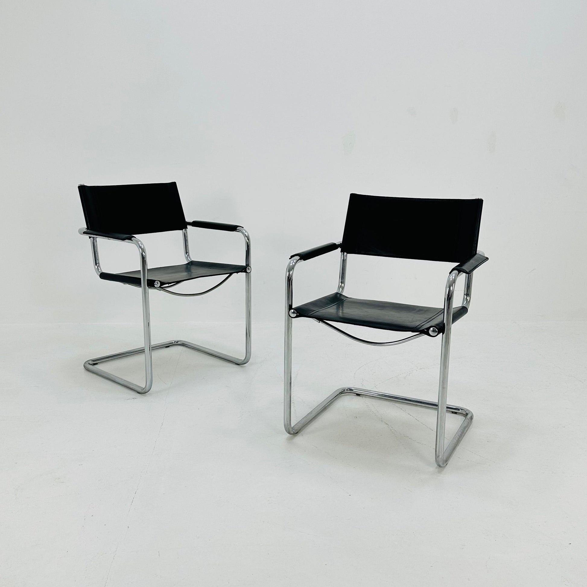 1 of 8 original Model MG5 Centro Studi desk black leather chair by Mart Stam & Marcel Breuer for Matteo Grassi, 1970s