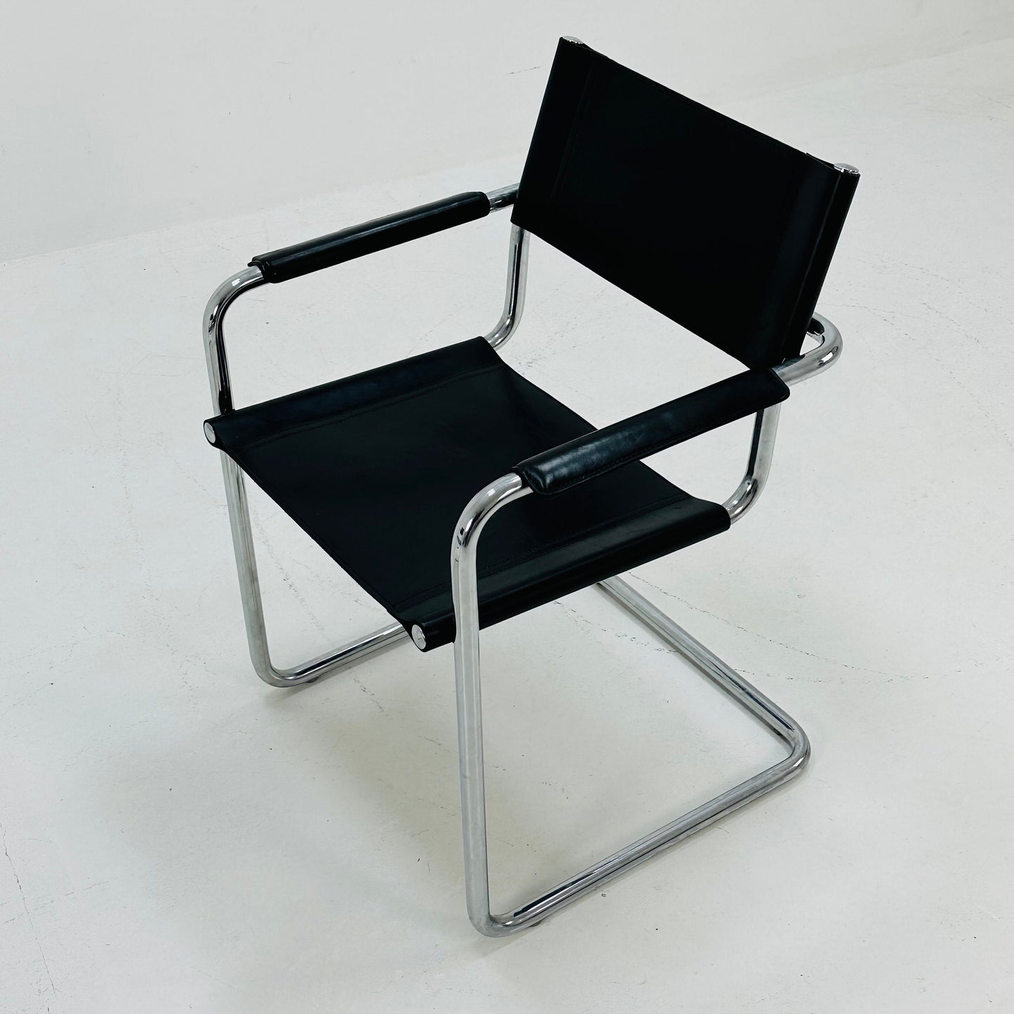 1 of 8 original Model MG5 Centro Studi desk black leather chair by Mart Stam & Marcel Breuer for Matteo Grassi, 1970s
