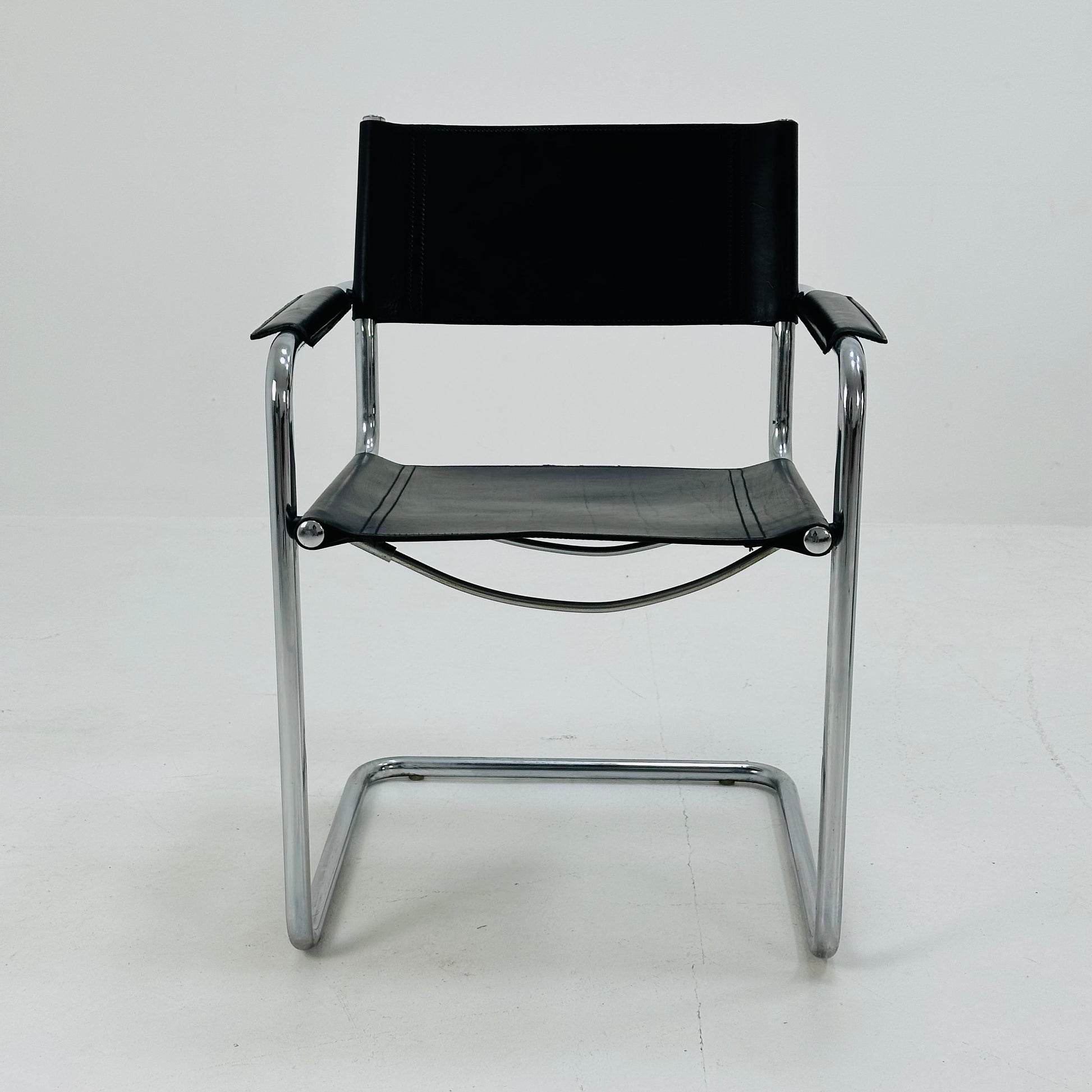 1 of 8 original Model MG5 Centro Studi desk black leather chair by Mart Stam & Marcel Breuer for Matteo Grassi, 1970s