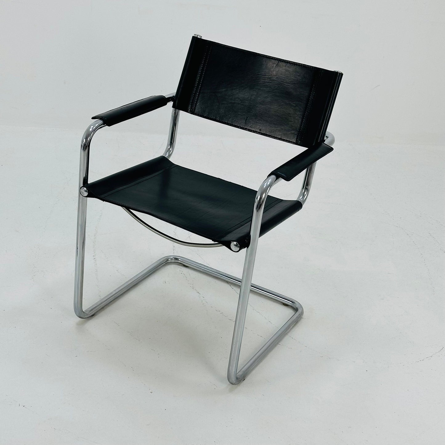 1 of 8 original Model MG5 Centro Studi desk black leather chair by Mart Stam & Marcel Breuer for Matteo Grassi, 1970s