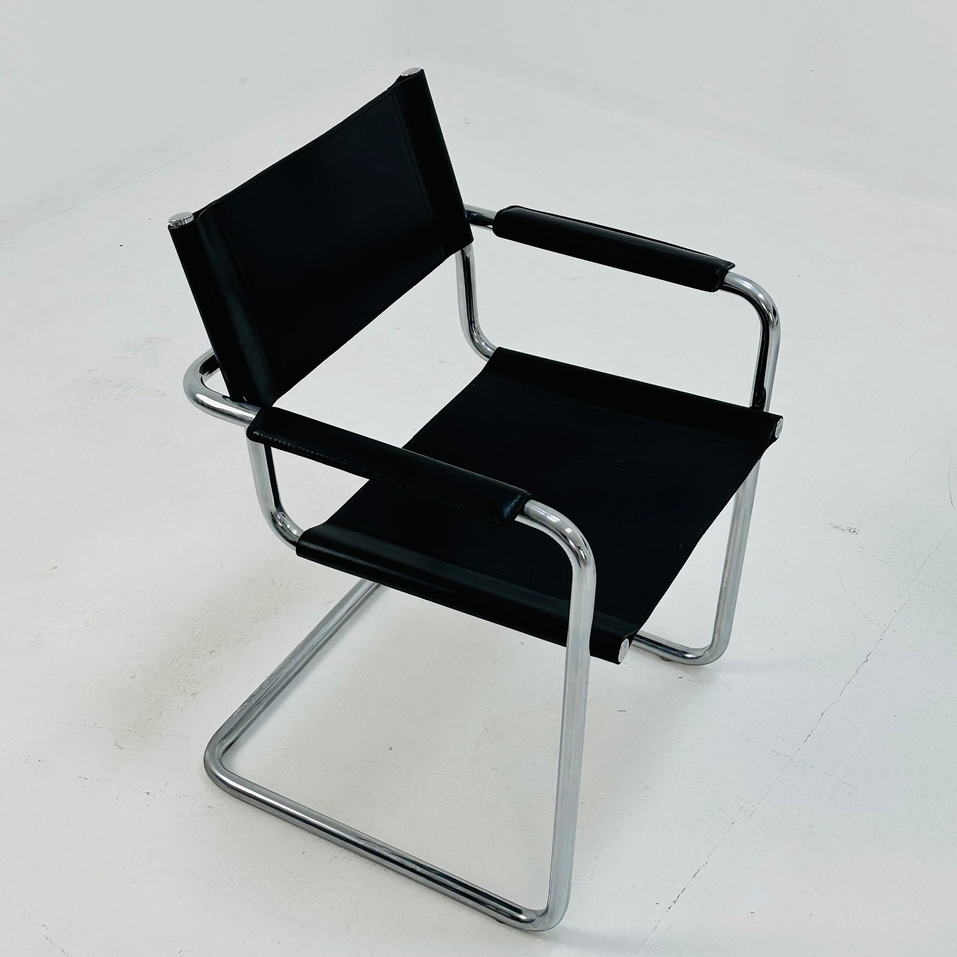 1 of 8 original Model MG5 Centro Studi desk black leather chair by Mart Stam & Marcel Breuer for Matteo Grassi, 1970s