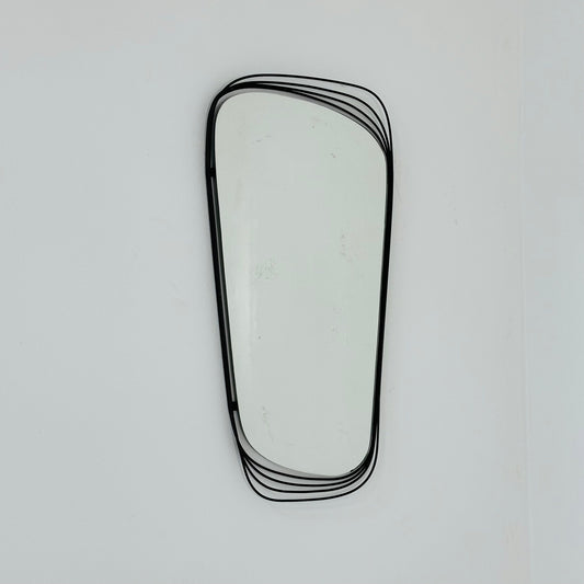 Mid-Century Modern wall mirror with black abstract metal frame 1960s