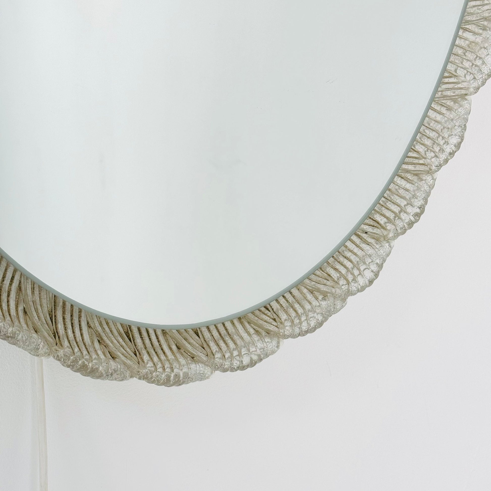 Mid century oval illuminated acrylic glass frame mirror by Hillebrand 1970s