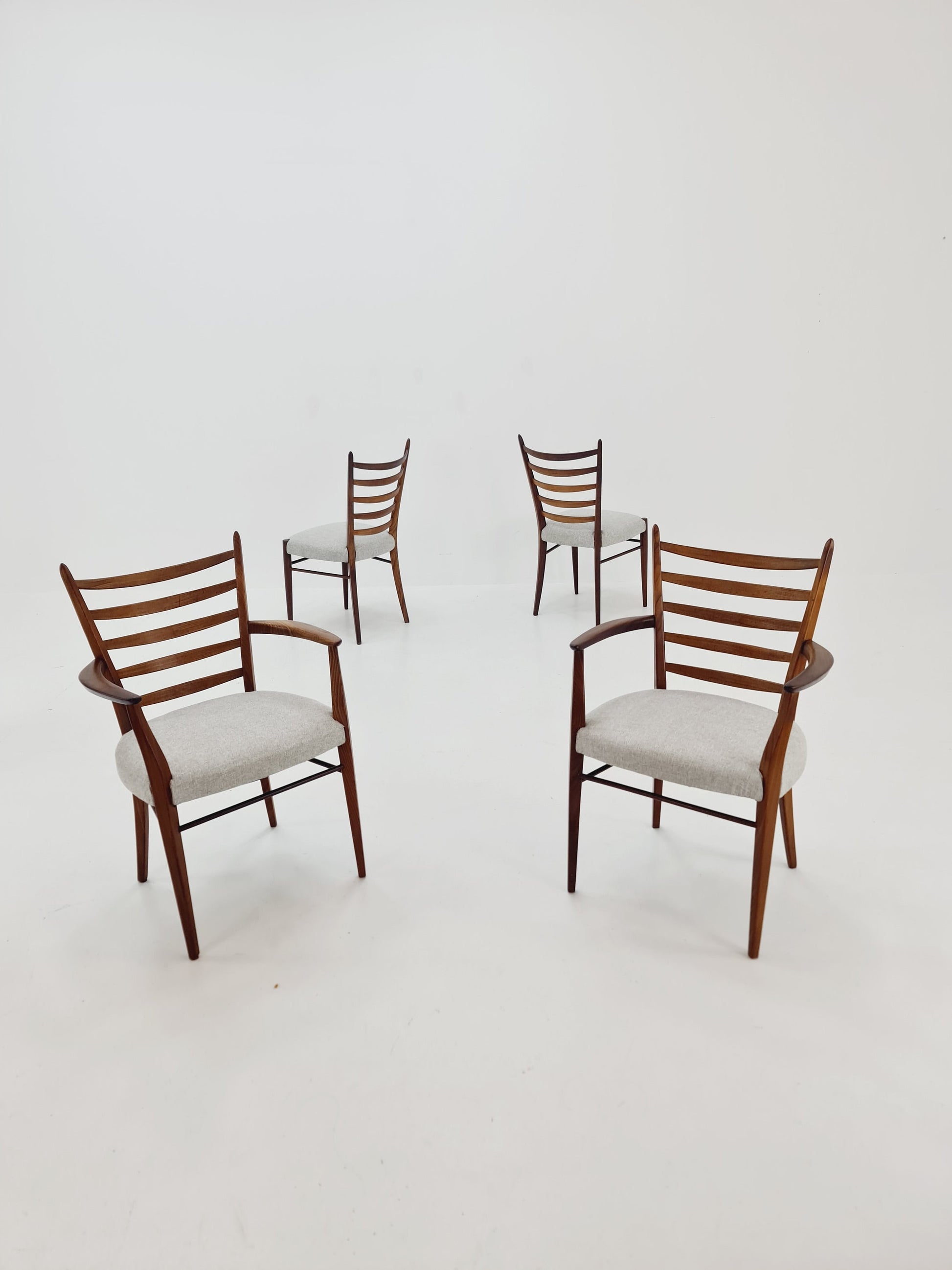 Danish teak fabric dining chairs 1960s, set of 4