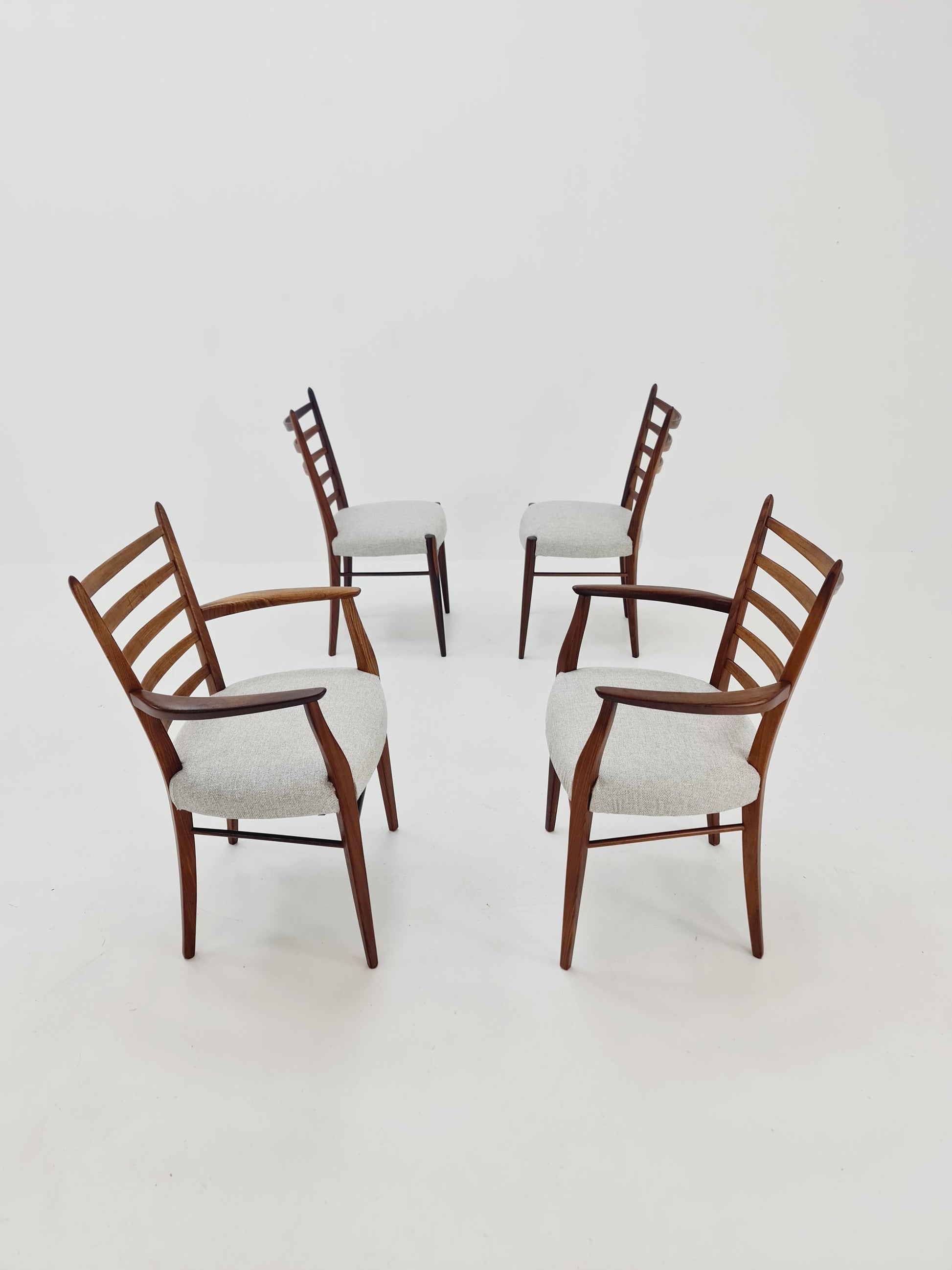 Danish teak fabric dining chairs 1960s, set of 4