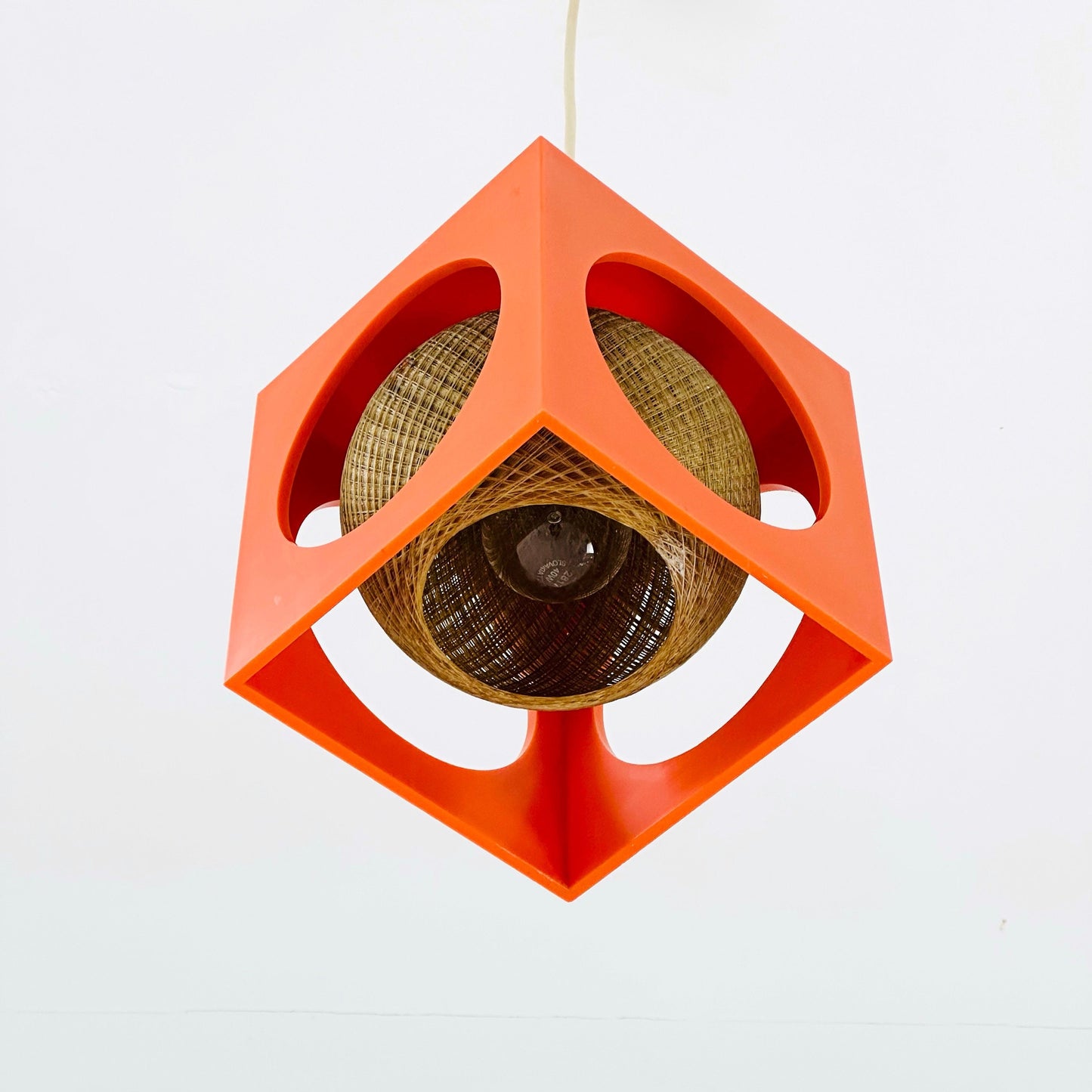 Space Age orange Cube Pendant Lamp by Richard Essig, Type 4022