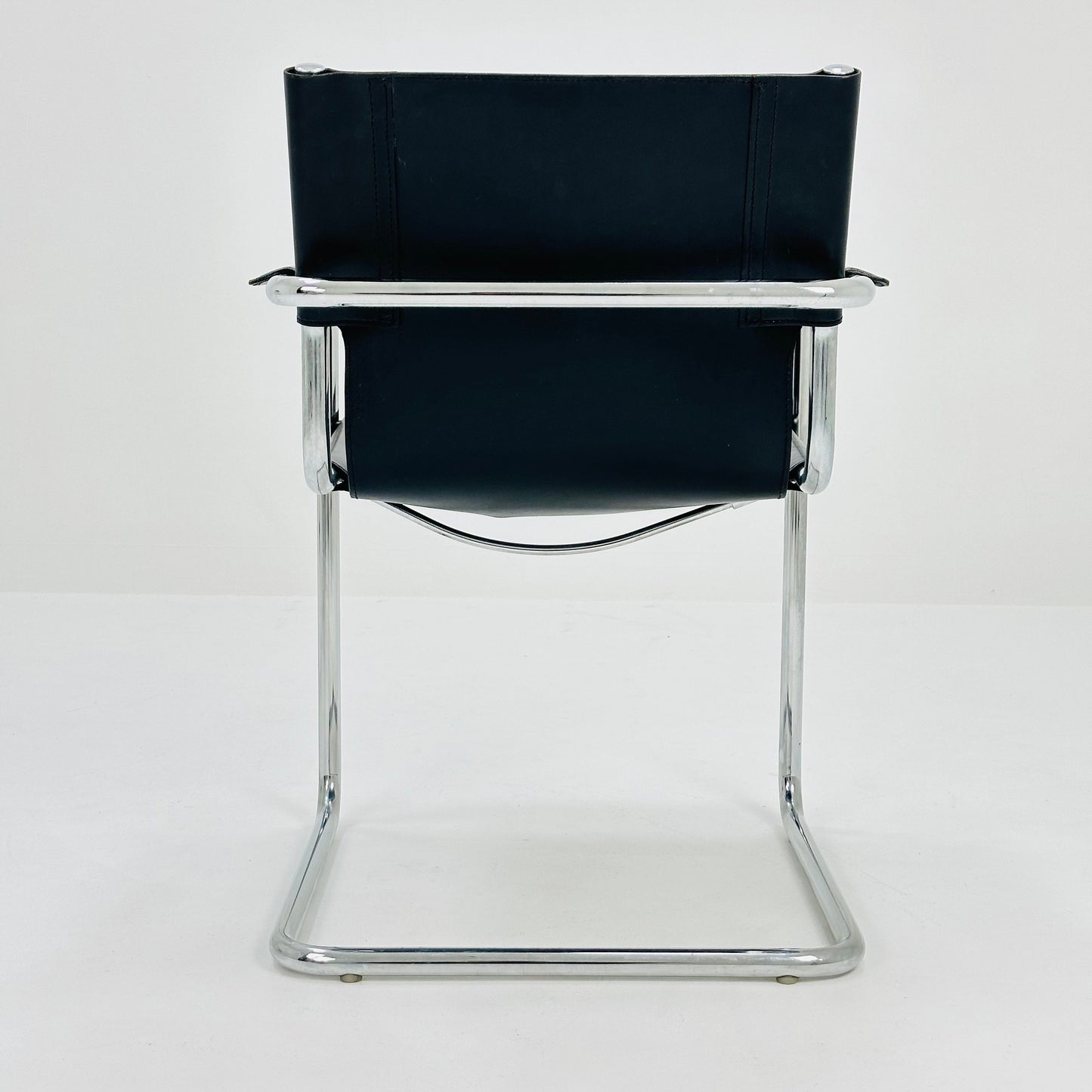 1 of 10 Matteo Grassi visitor chair in black leather Italy 1980s