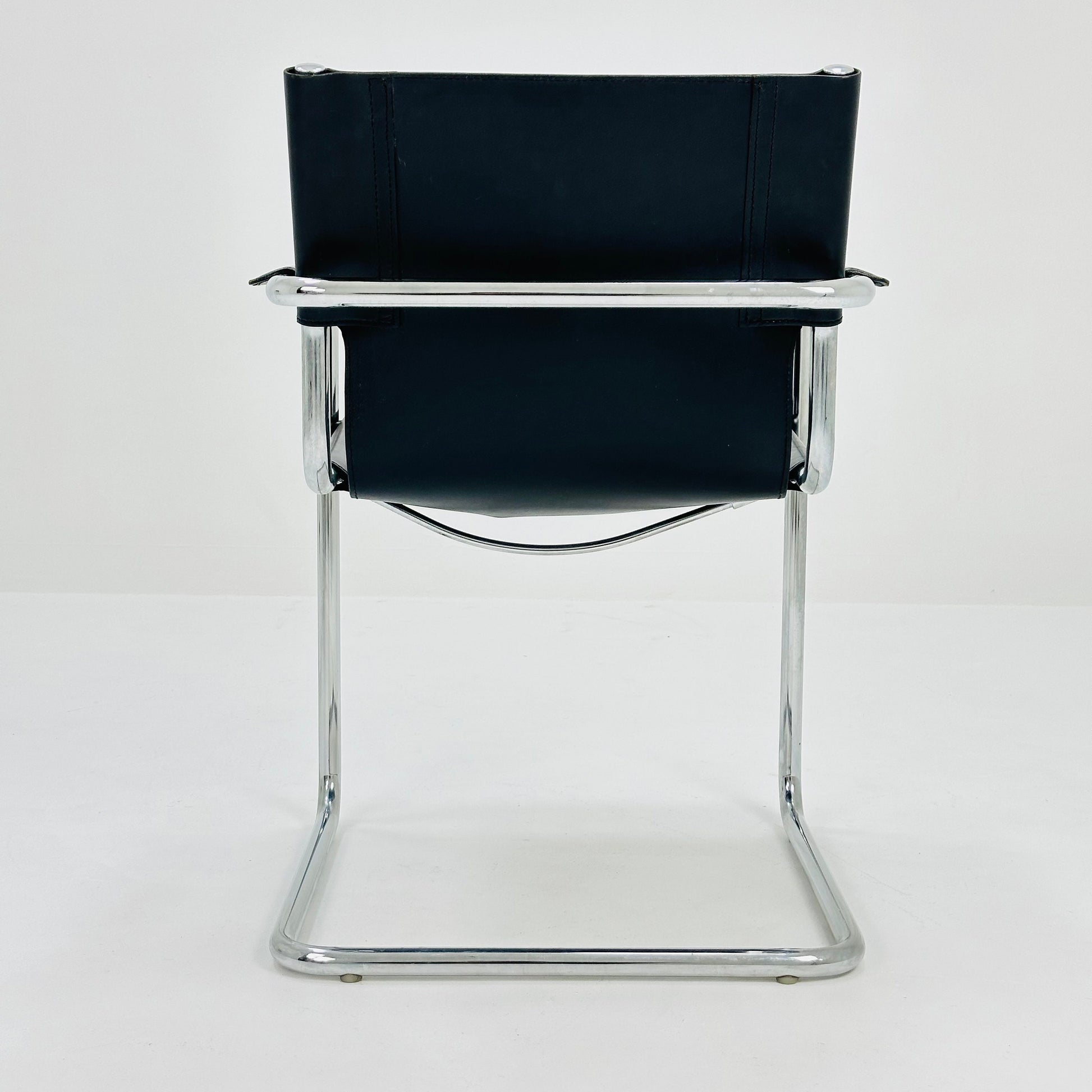 1 of 10 Matteo Grassi visitor chair in black leather Italy 1980s