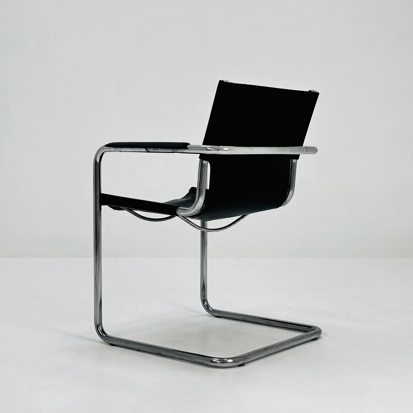 1 of 10 Matteo Grassi visitor chair in black leather Italy 1980s