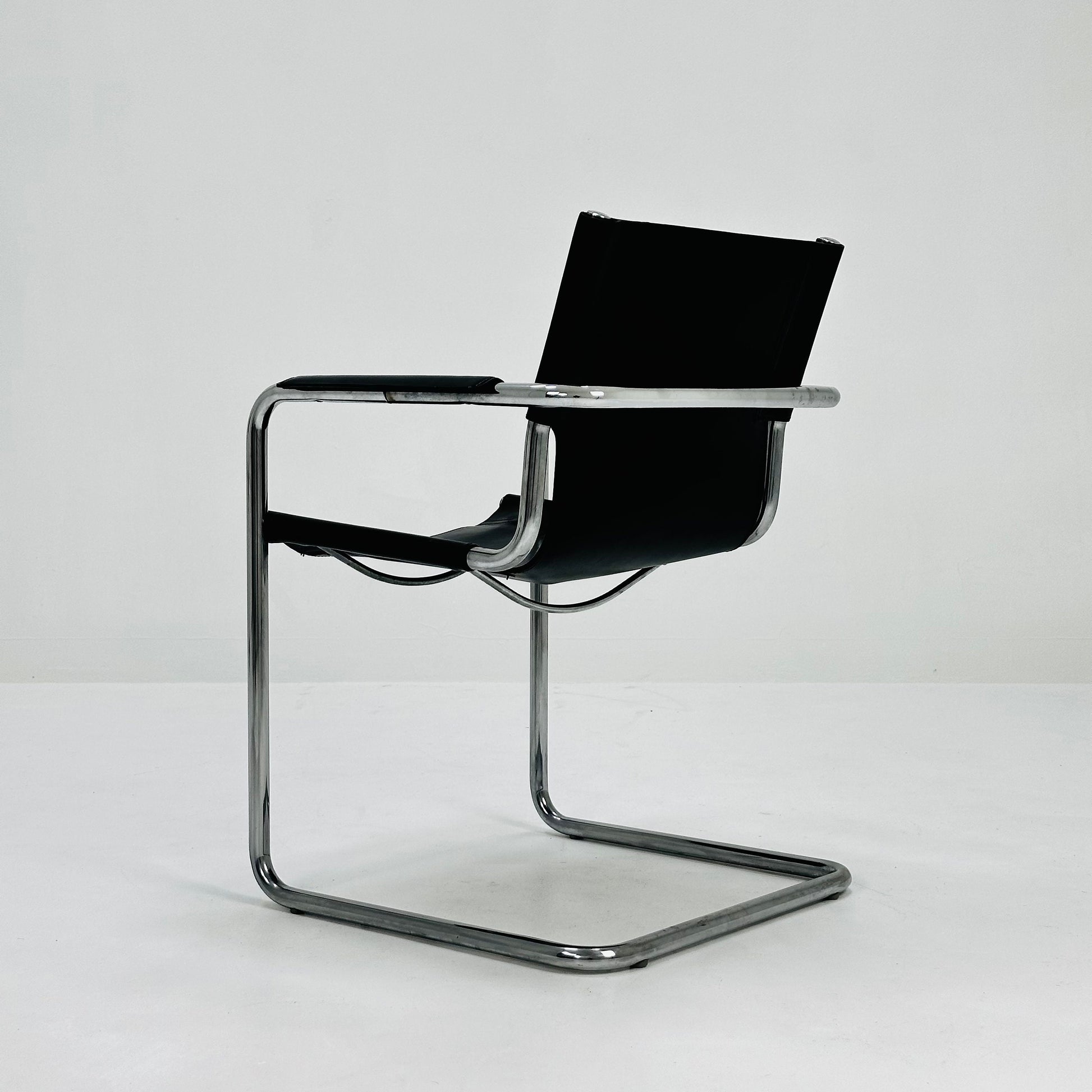 1 of 10 Matteo Grassi visitor chair in black leather Italy 1980s
