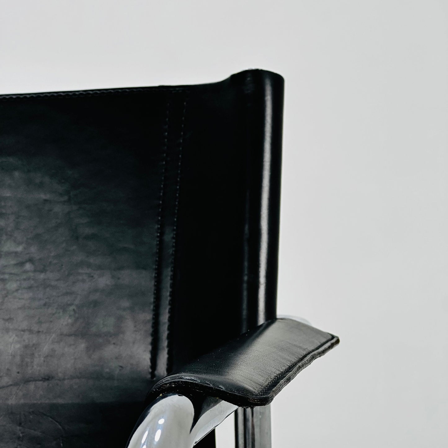 1 of 10 Matteo Grassi visitor chair in black leather Italy 1980s