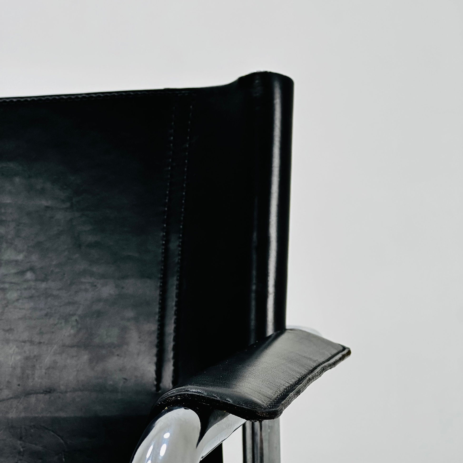 1 of 10 Matteo Grassi visitor chair in black leather Italy 1980s