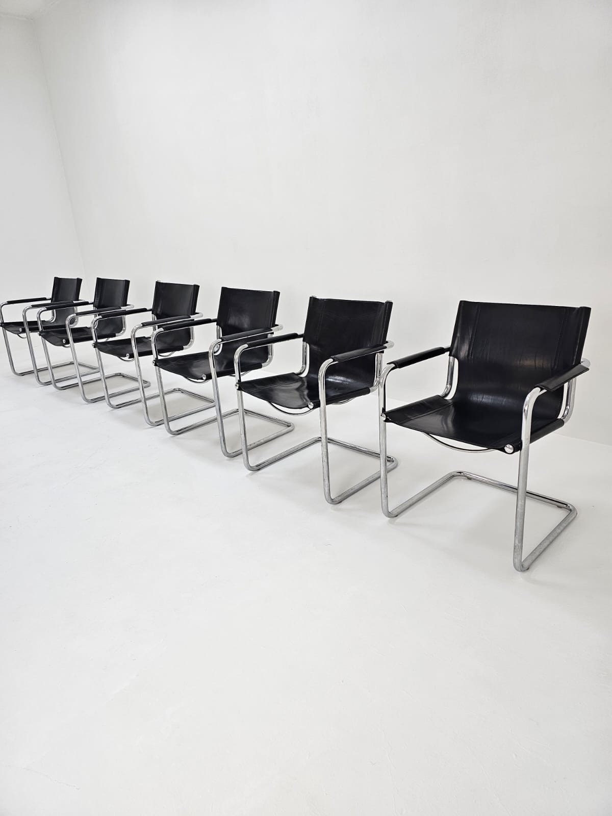 1 of 10 Matteo Grassi visitor chair in black leather Italy 1980s