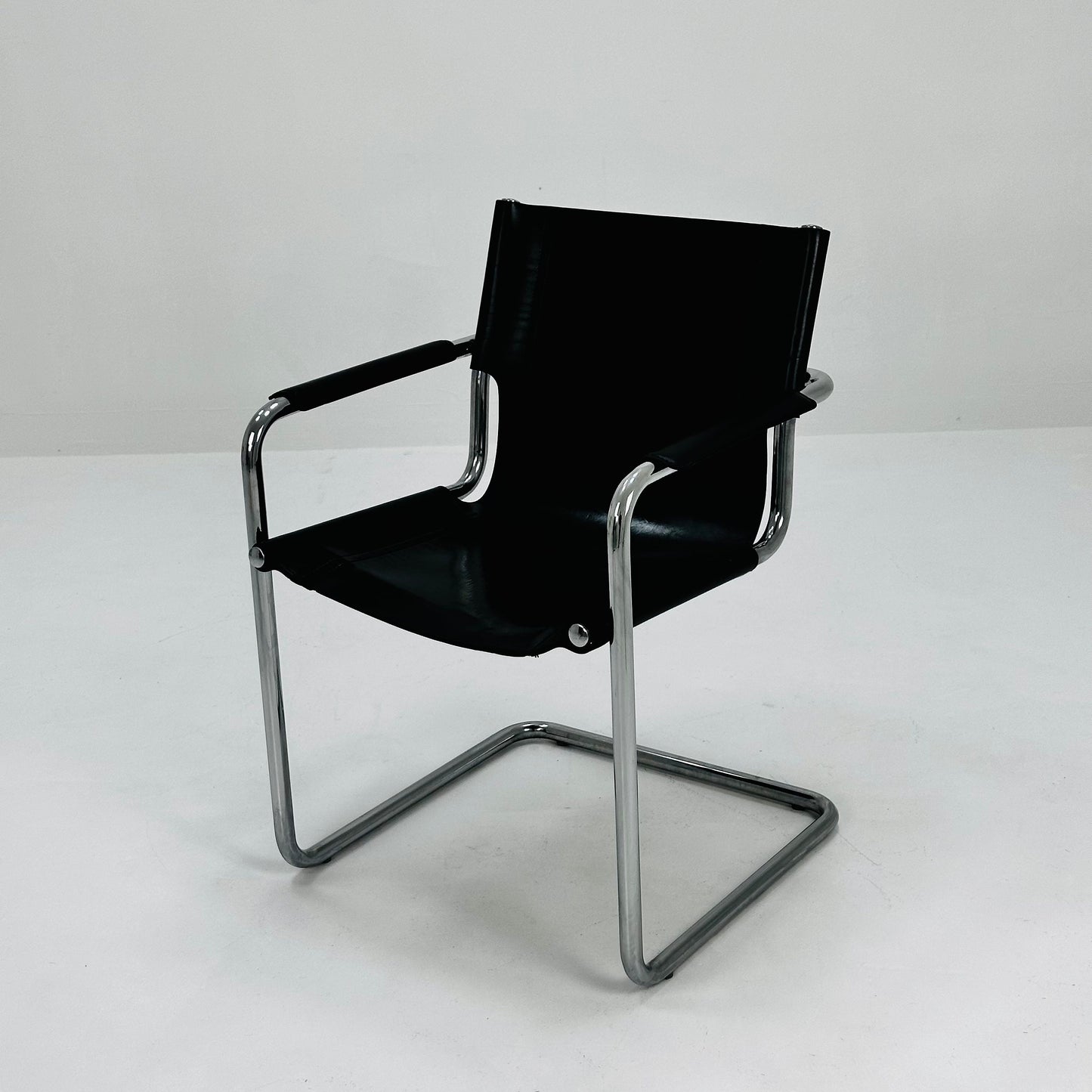 1 of 10 Matteo Grassi visitor chair in black leather Italy 1980s
