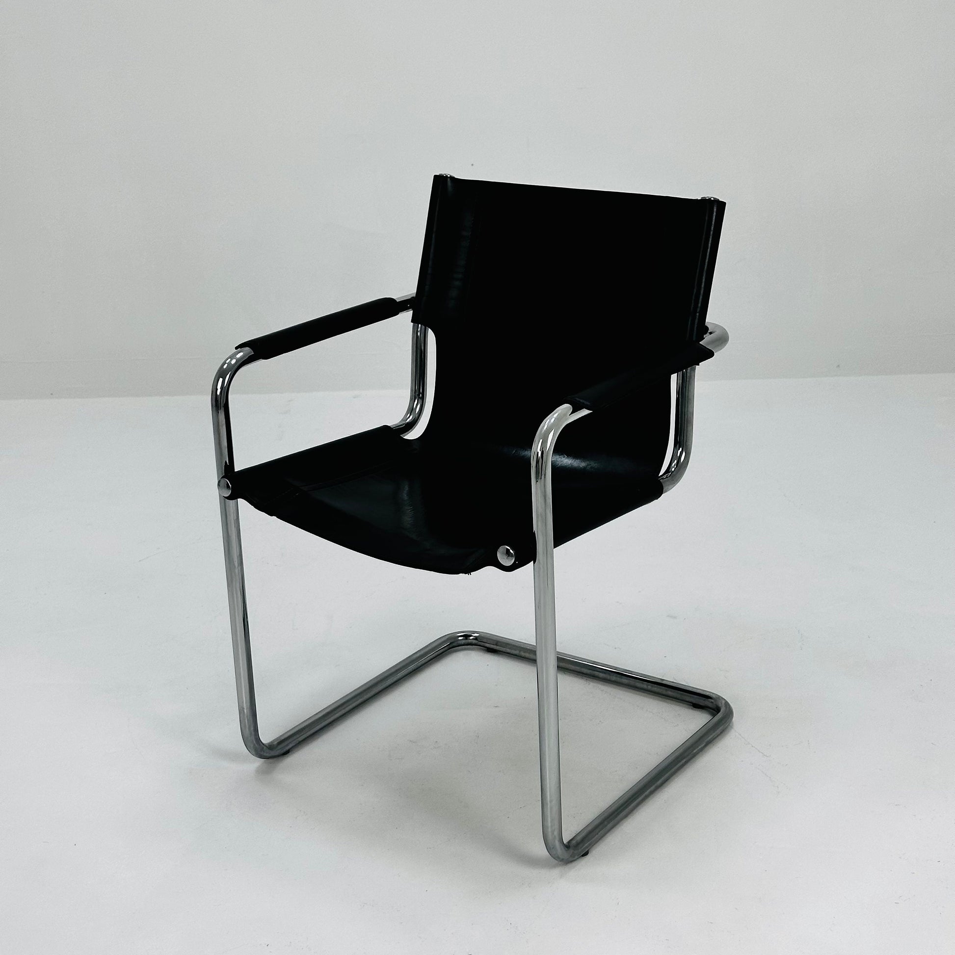 1 of 10 Matteo Grassi visitor chair in black leather Italy 1980s
