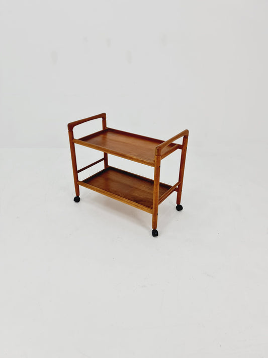 Vintage Danish mid century trolley bar cart in solid teak By Sika Möbler, 1960s