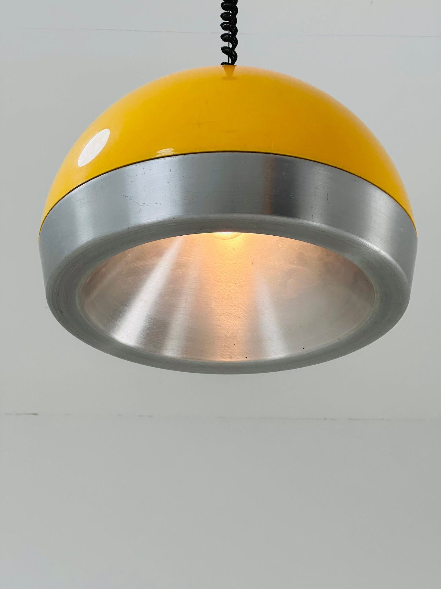 Space Age orange plastic adjustable pendant lamp 1970s
