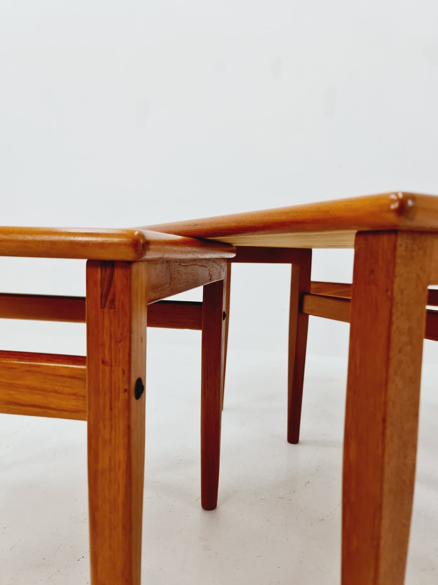 Midcentury danish teak + ceramic By OX Art nesting tables/ side tables by Trioh 1970s