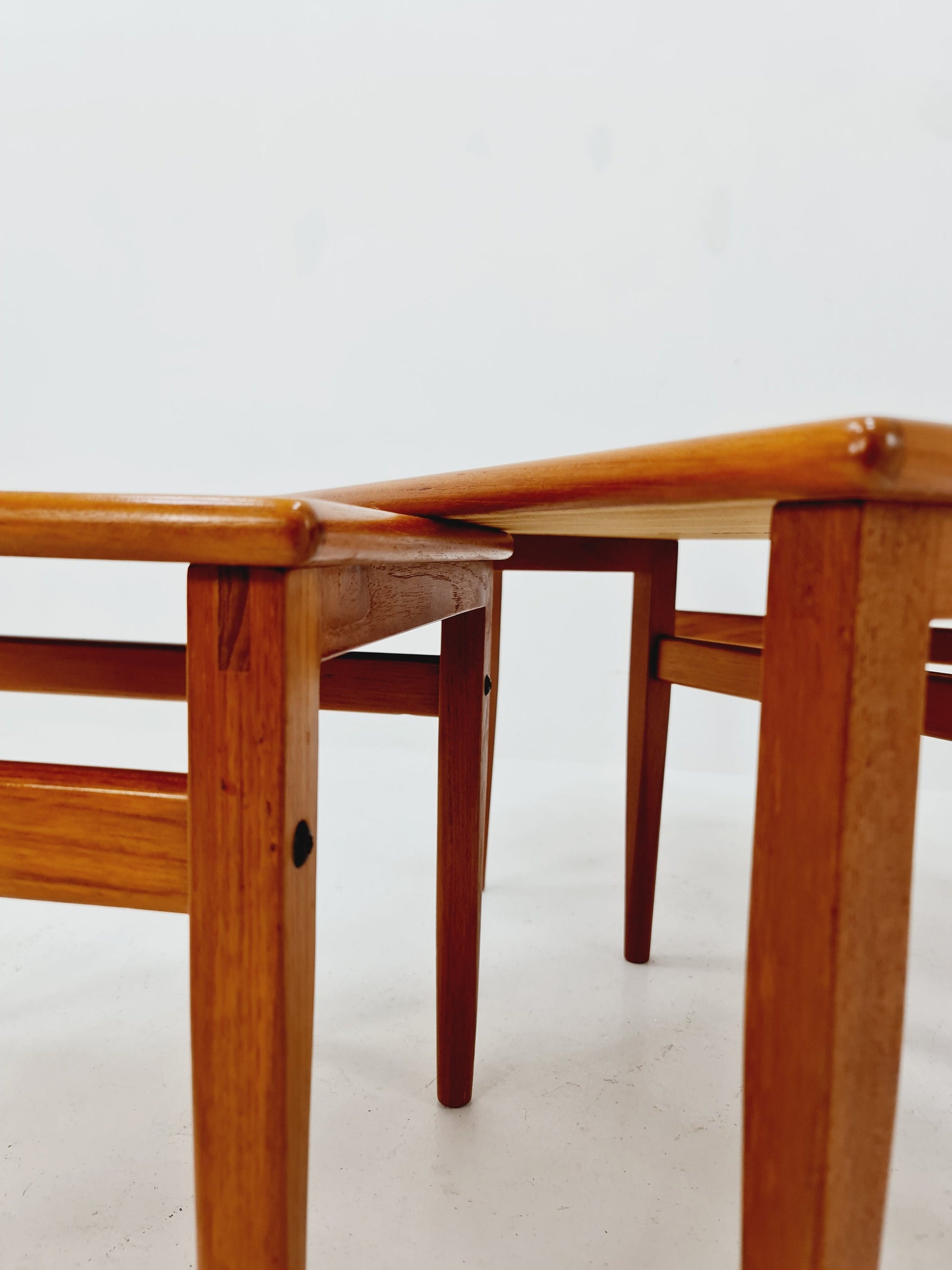 Midcentury danish teak + ceramic By OX Art nesting tables/ side tables by Trioh 1970s