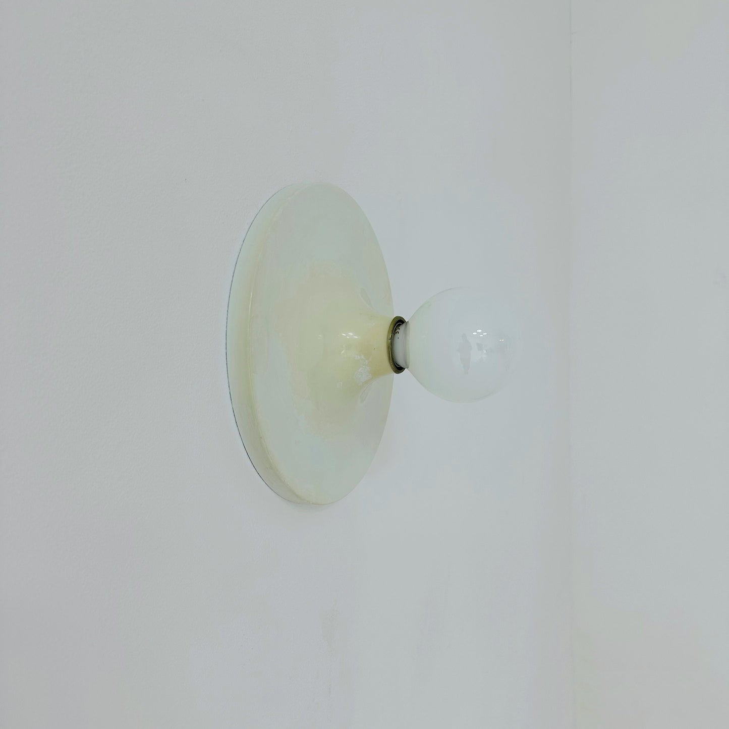 Space Age ceiling or wall round lamp ivory colored 1970s