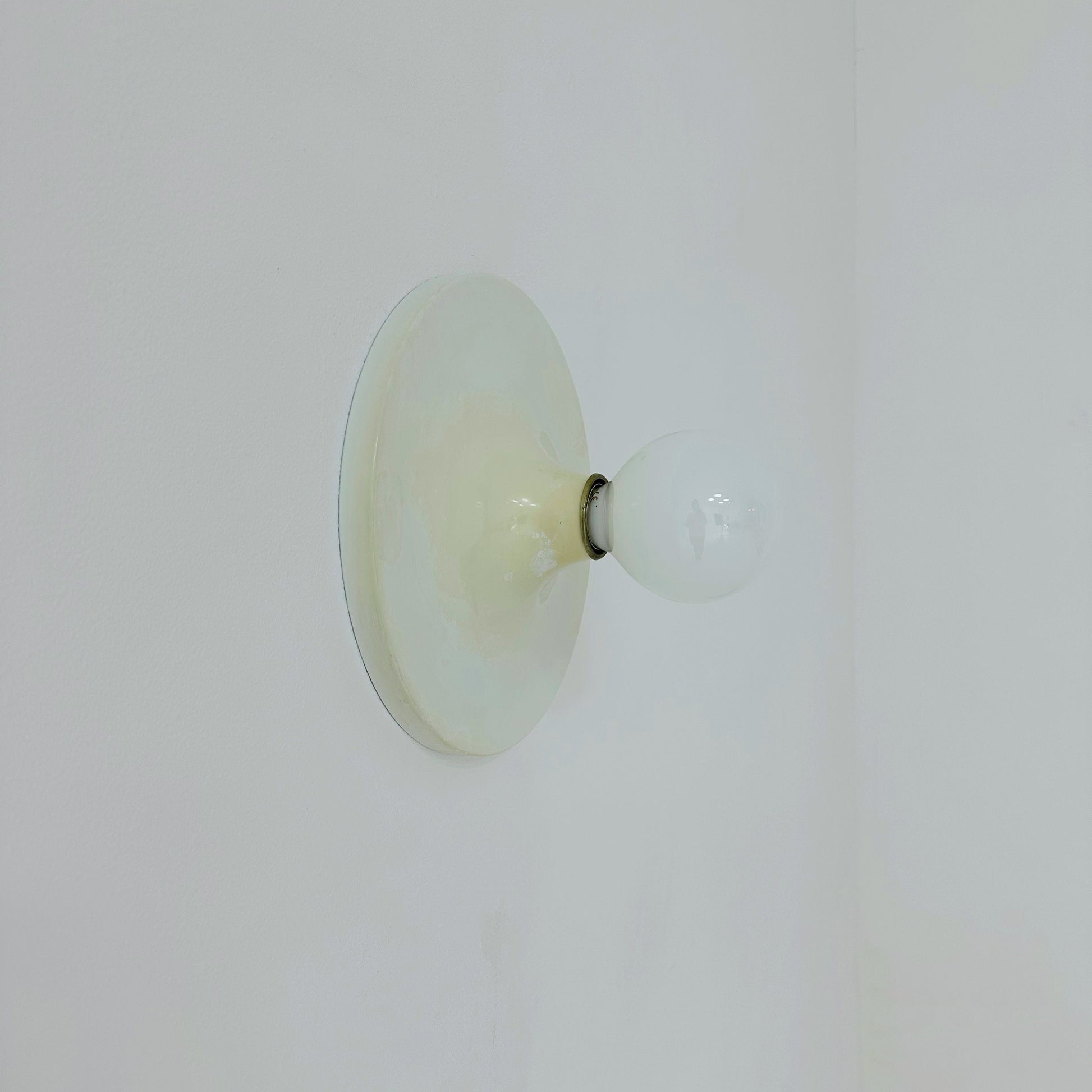 Space Age ceiling or wall round lamp ivory colored 1970s