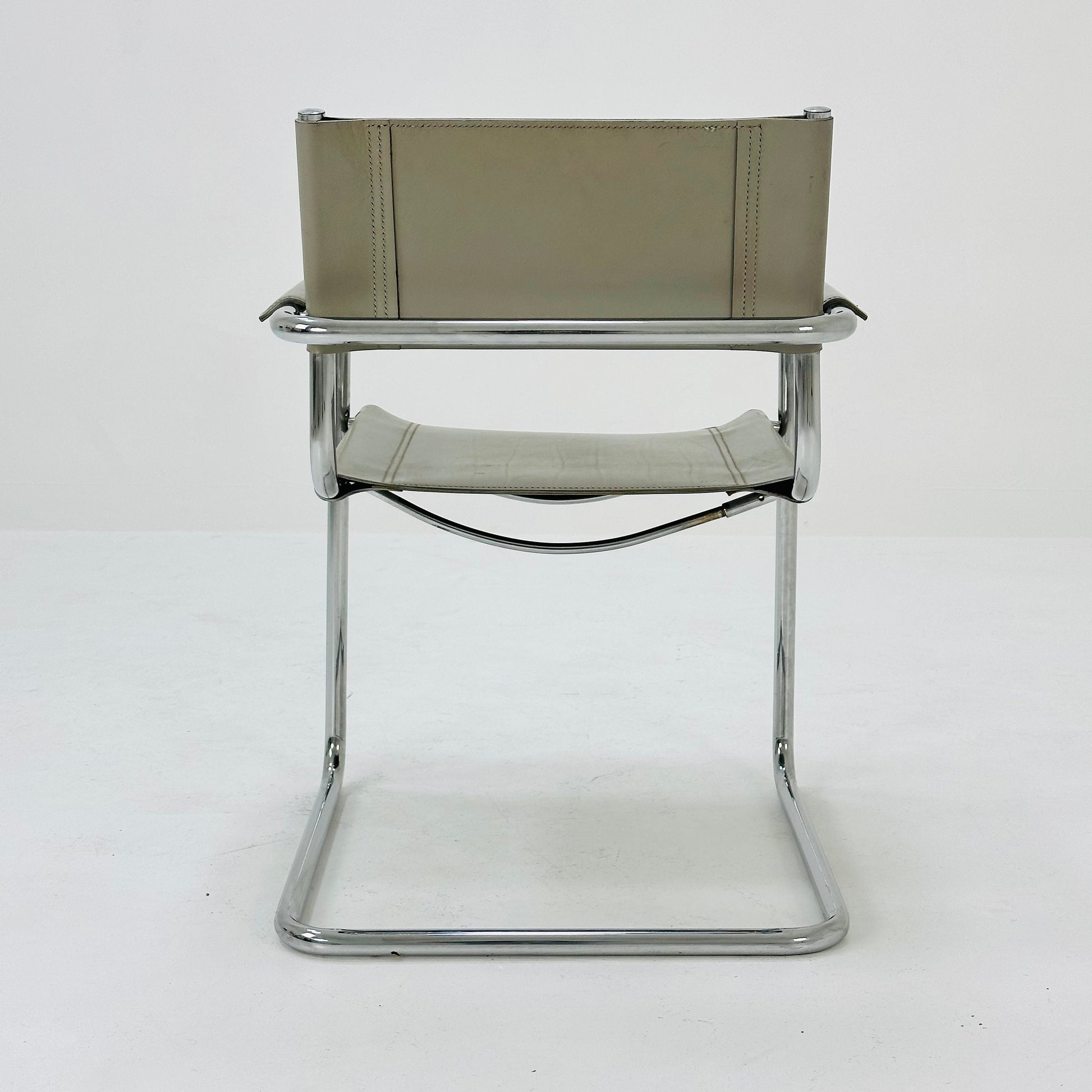 Bauhaus armchair model s34 Centro Studi gray leather by Mart Stam & Marcel Breuer, 1980s