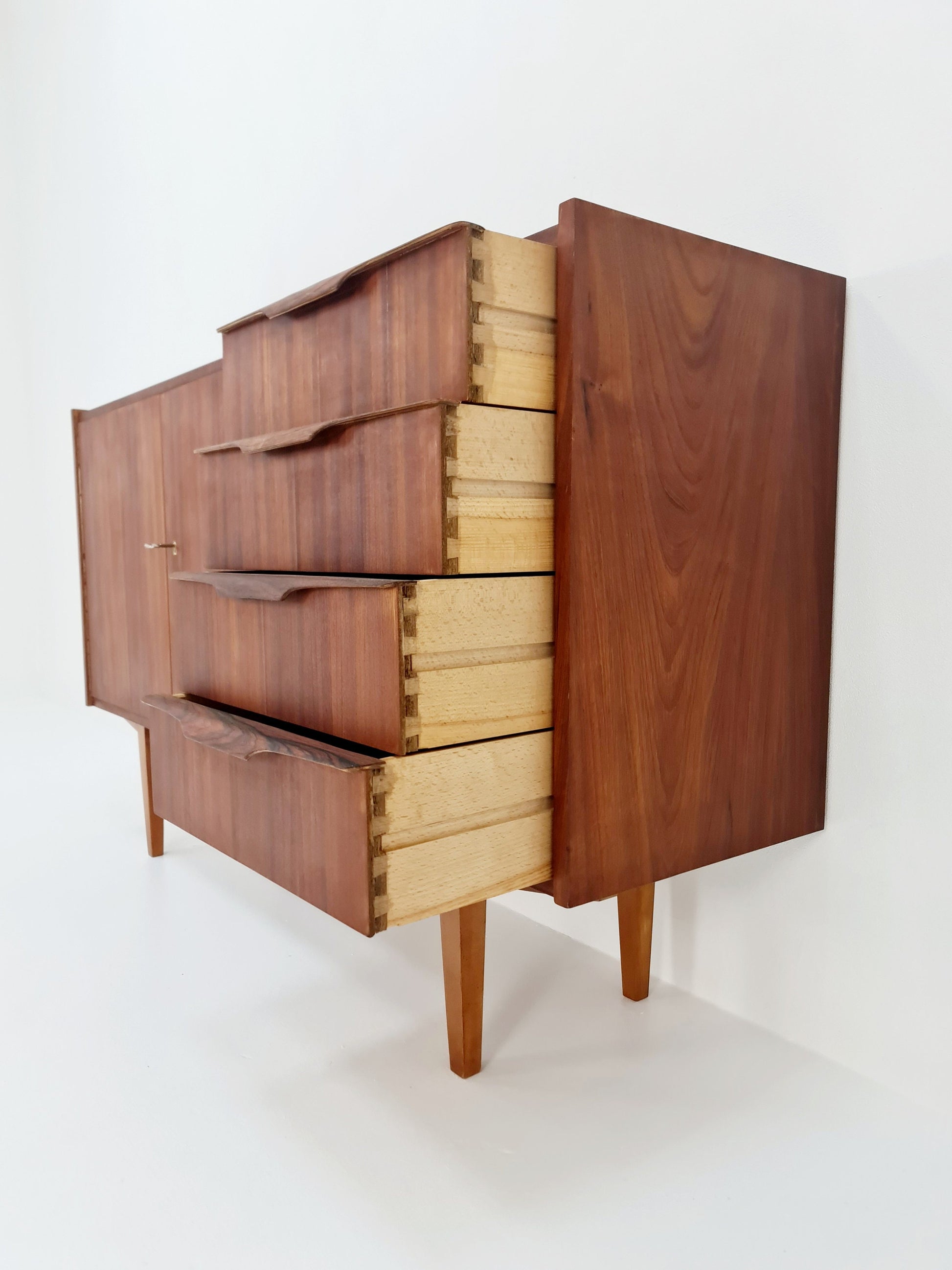 Mid Century Modern German walnut Sideboard By Franz Ehrlich for A.M.T Möbel