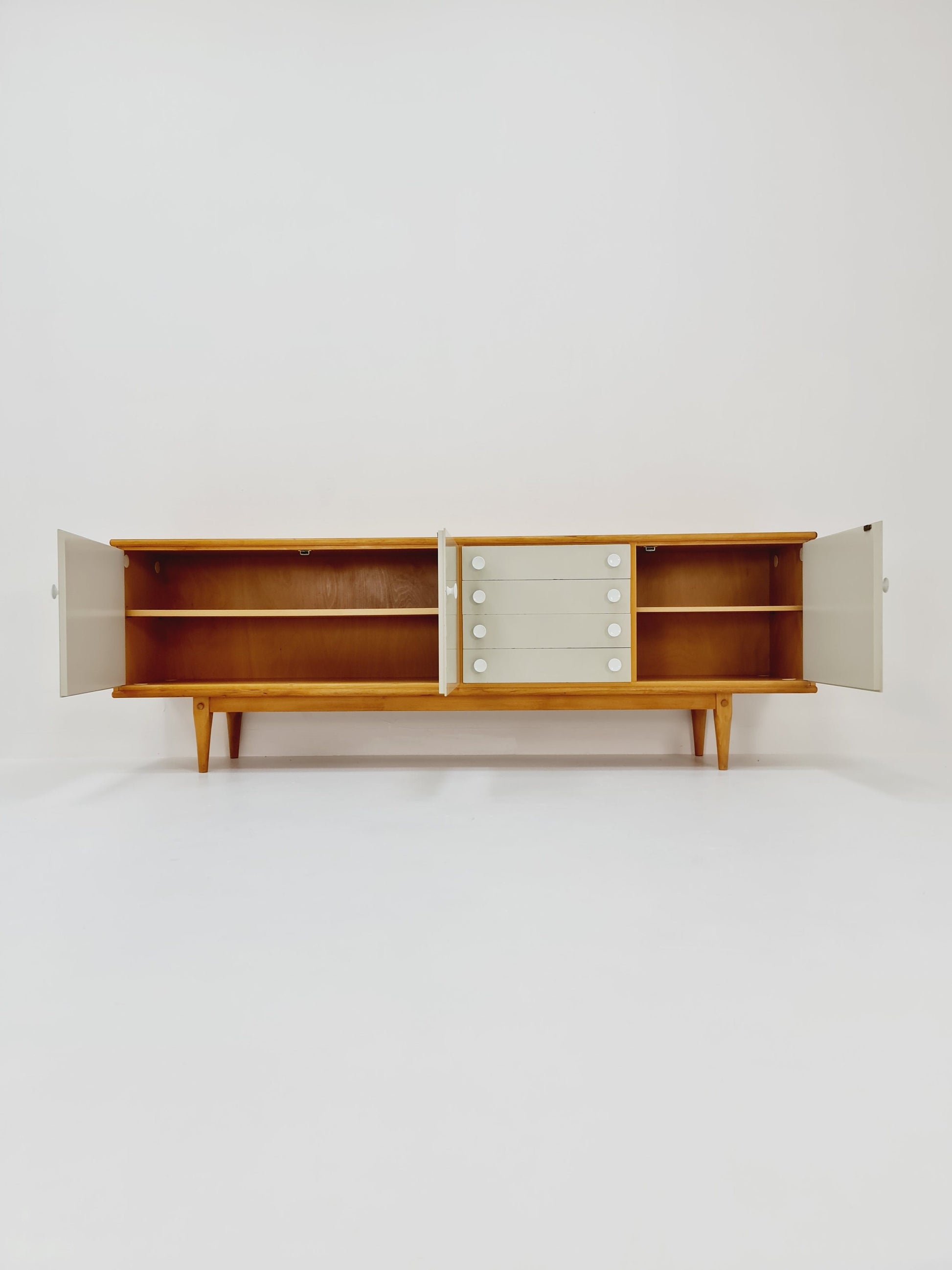 Rare Mid Century Modern German Beech Sideboard by Behr Möbel, 1970s
