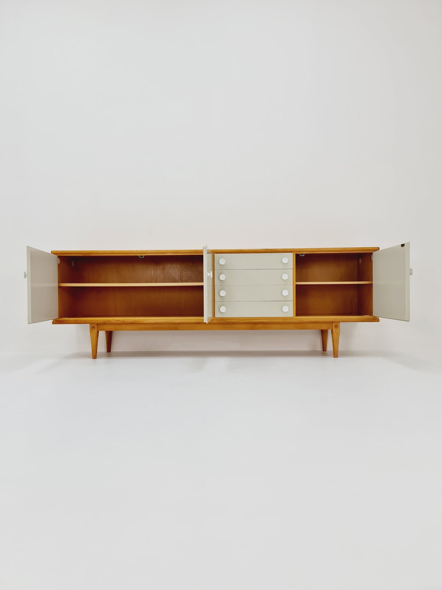 Rare Mid Century Modern German Beech Sideboard by Behr Möbel, 1970s