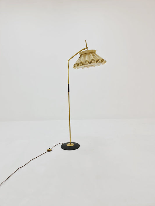 Mid century brass German arc floor Flex lamp By München Werkstätten, 1960s