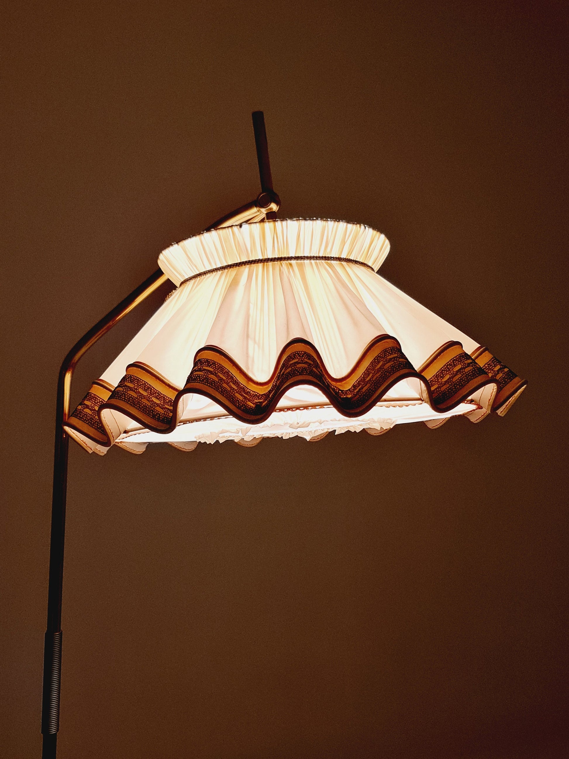Mid century brass German arc floor Flex lamp By München Werkstätten, 1960s