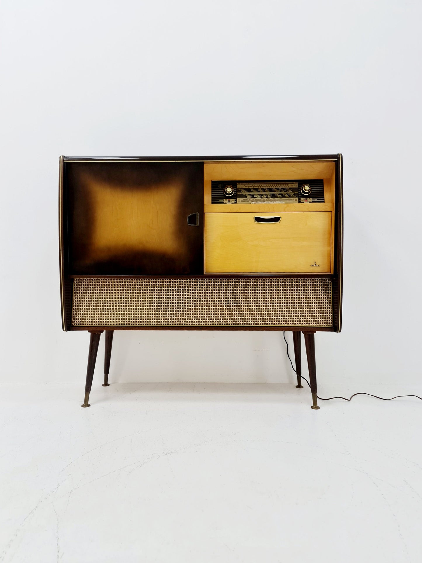 Mid Century Modern German record player, radio by Siemens , 1950s