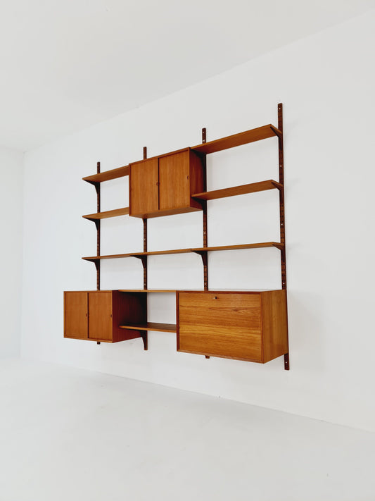 Big Mid century Danish Teak Wall Unit with 3 cabinets & Record cabient by Poul Cadovius for Cado, Denmark, 1960s
