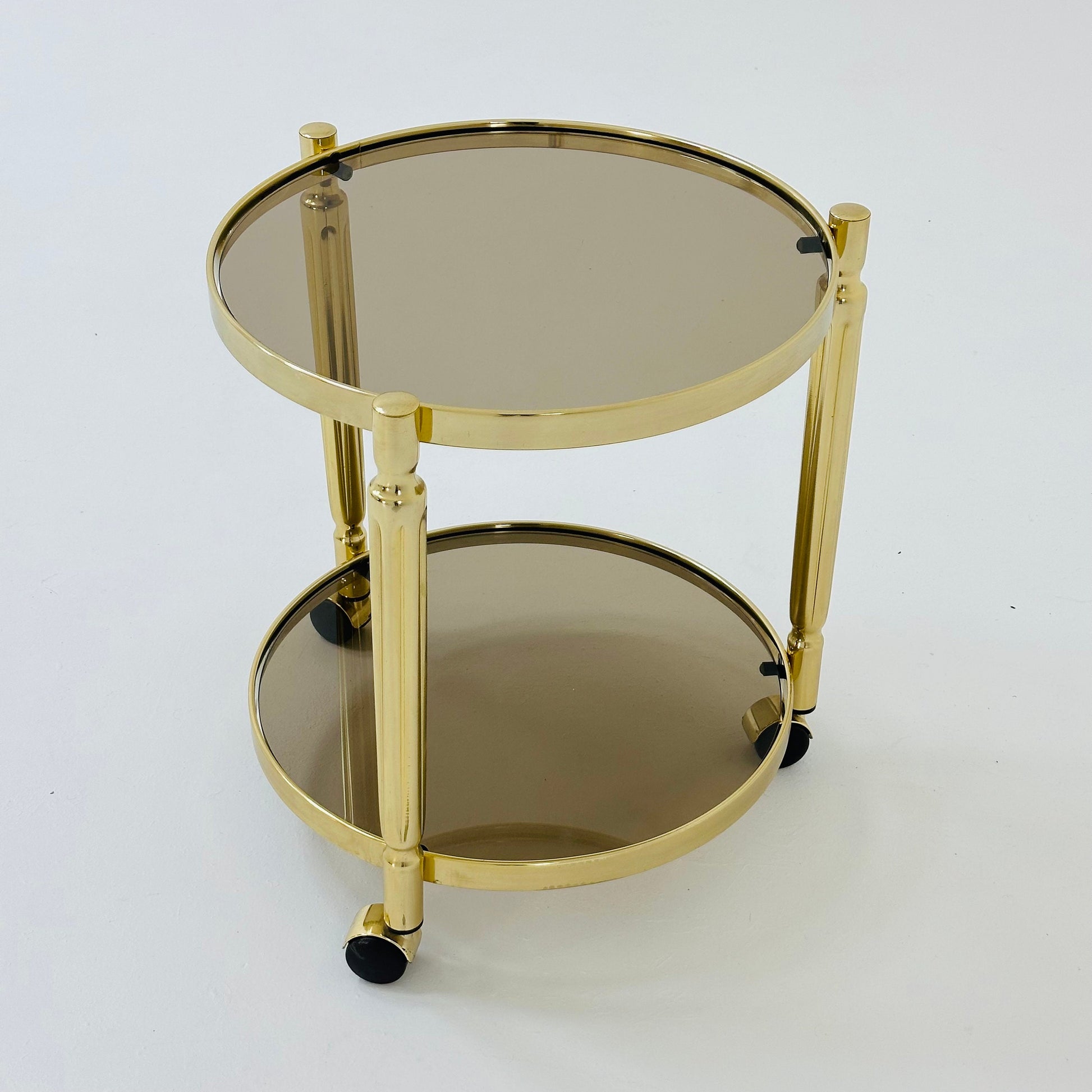 Mid-century italian brass and smoked glass bar cart, 1970s
