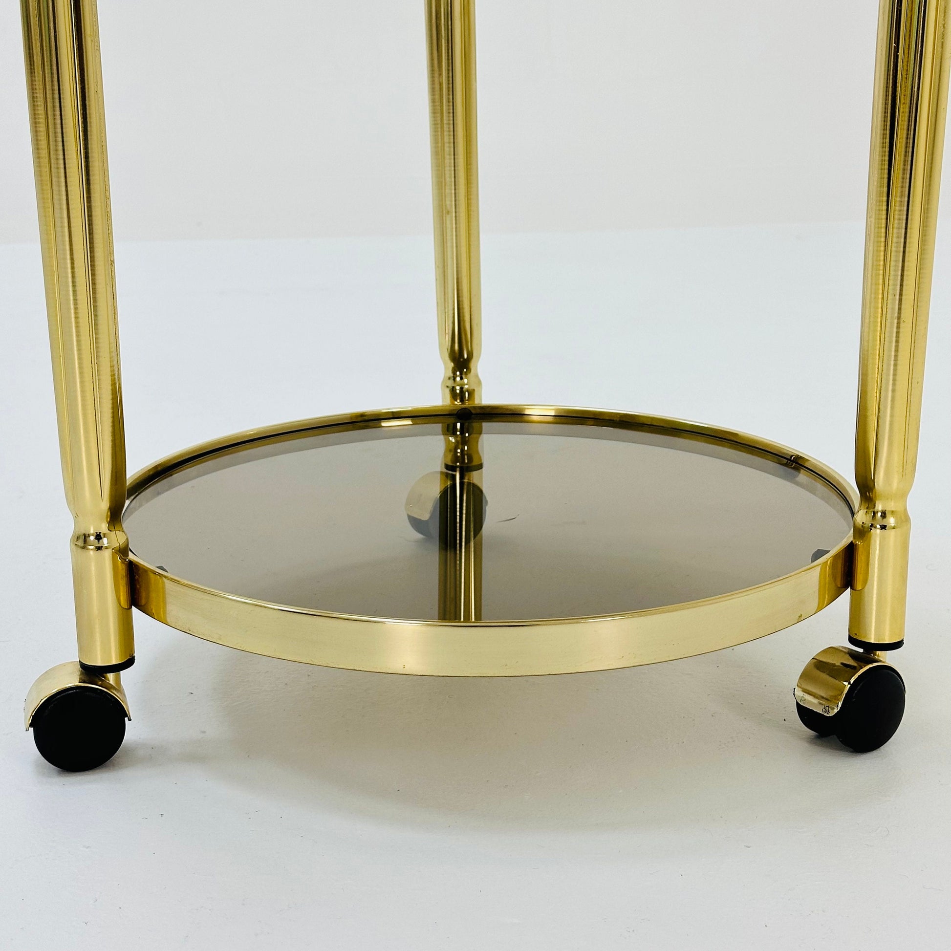 Mid-century italian brass and smoked glass bar cart, 1970s